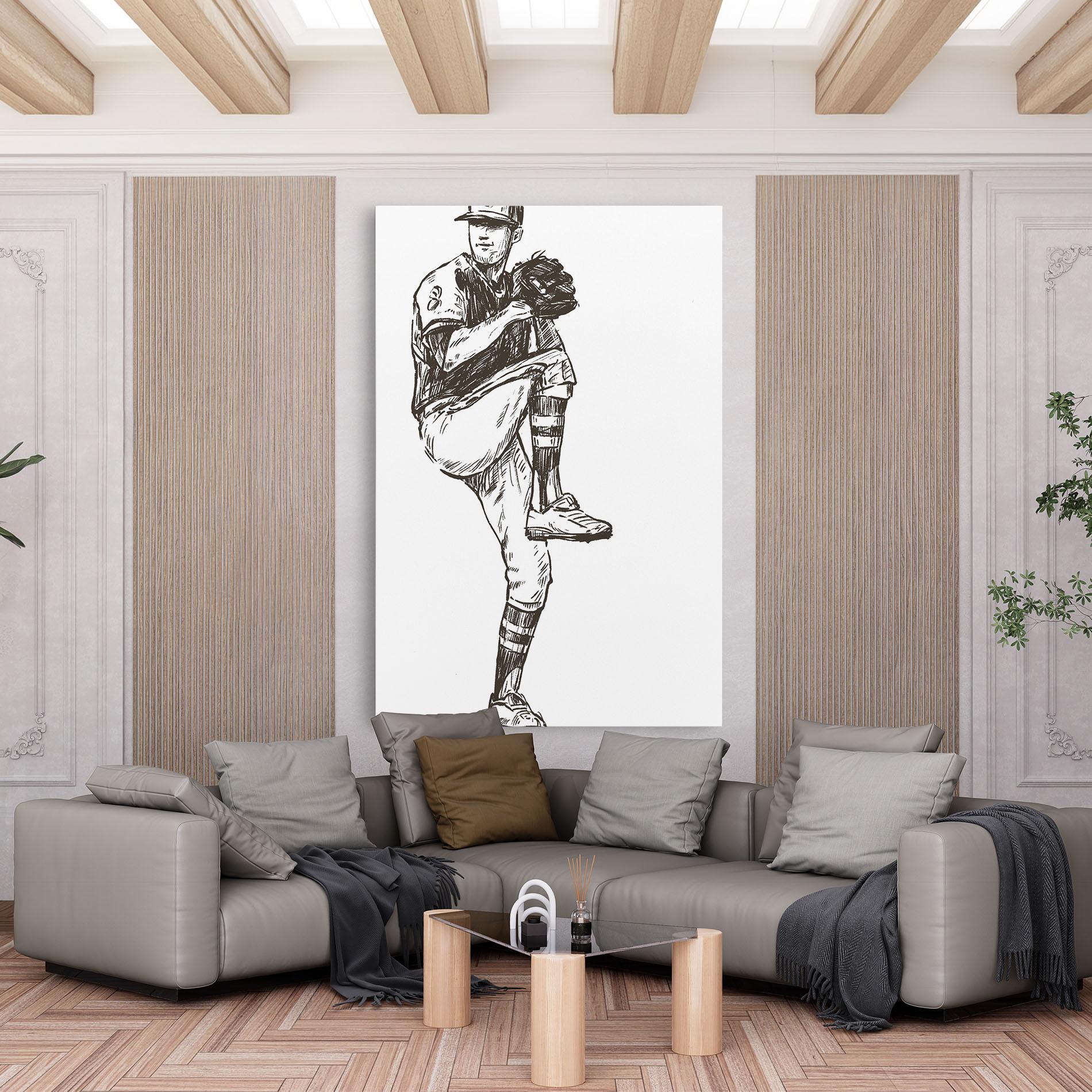 Tablou Canvas Baseball Player Line mockup 6