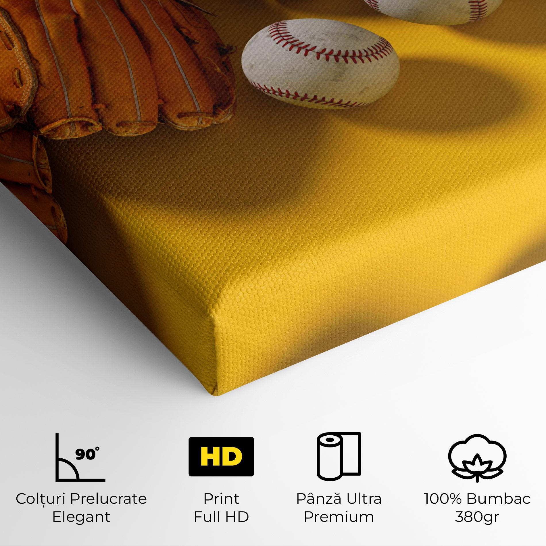 Tablou Canvas Baseball Set On Yellow mockup 4