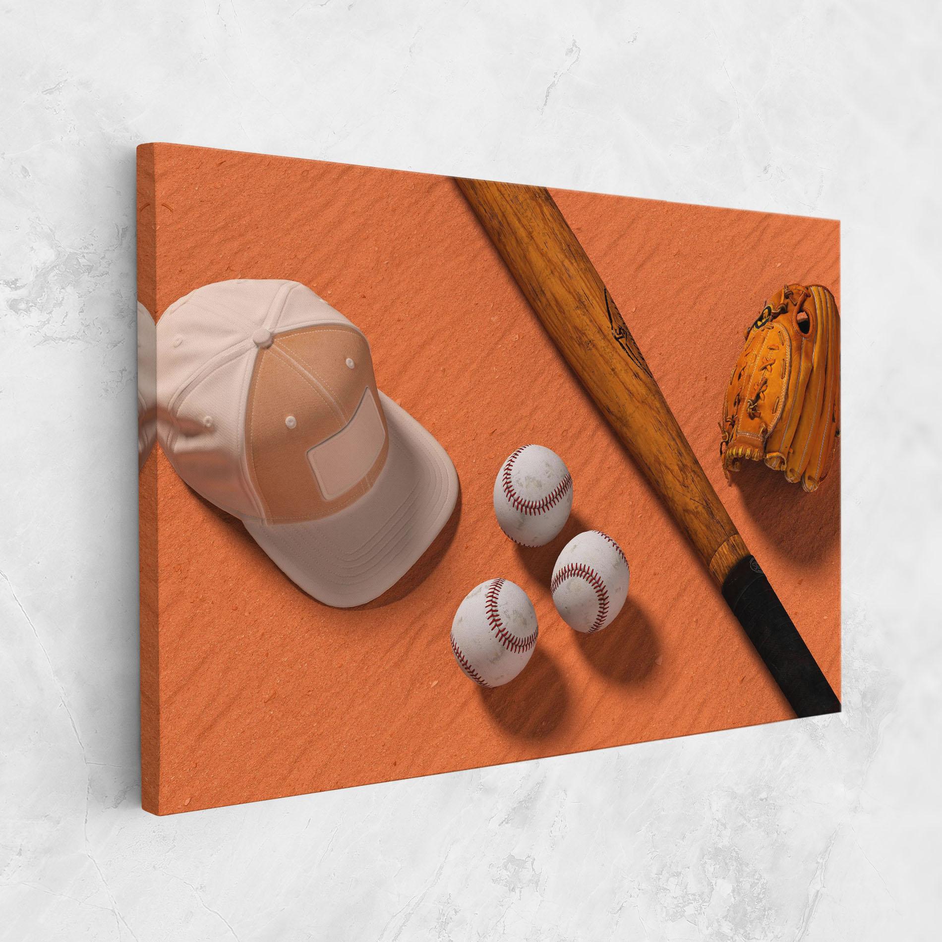 Tablou Canvas Baseball Set On Orange mockup 1