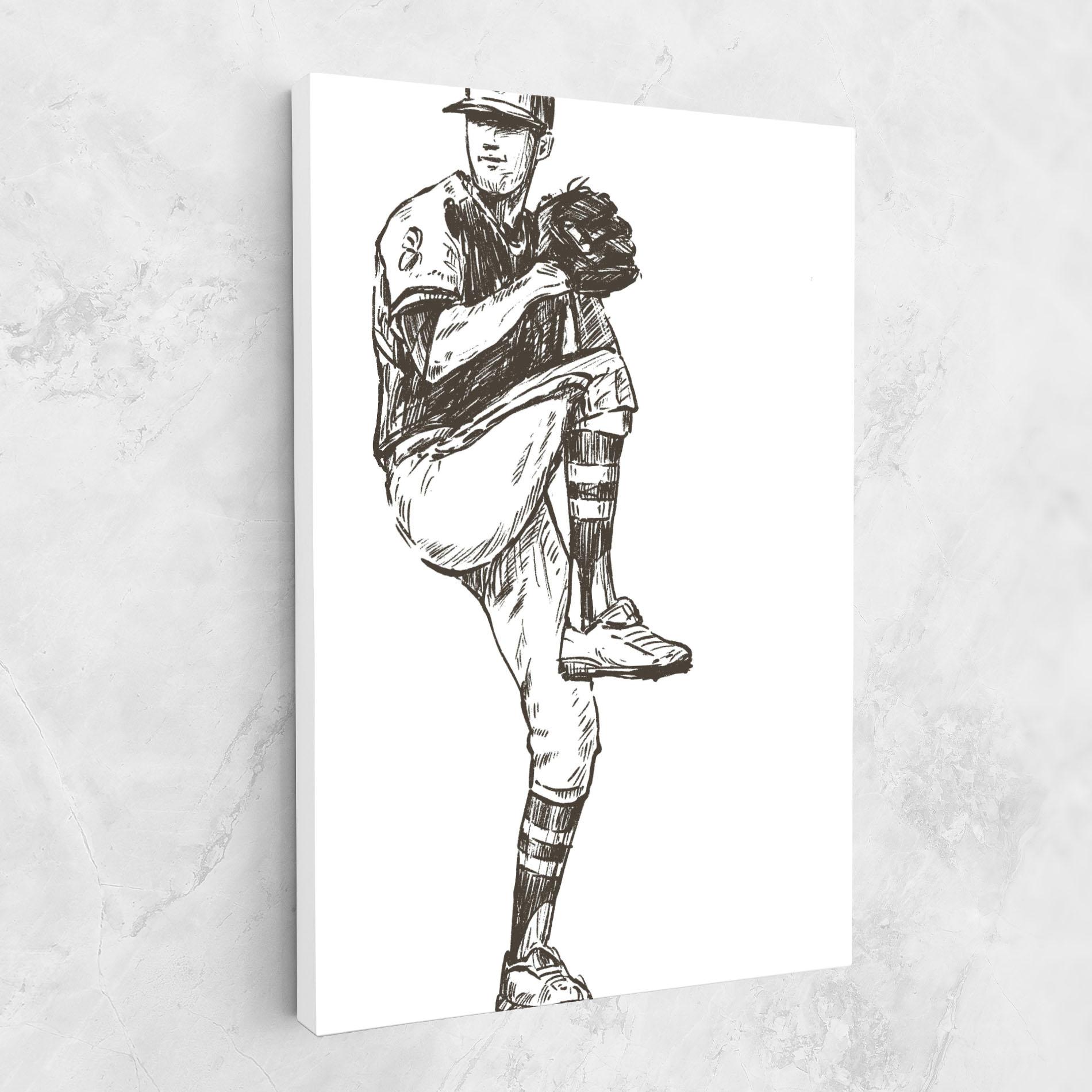 Tablou Canvas Baseball Player Line mockup 1