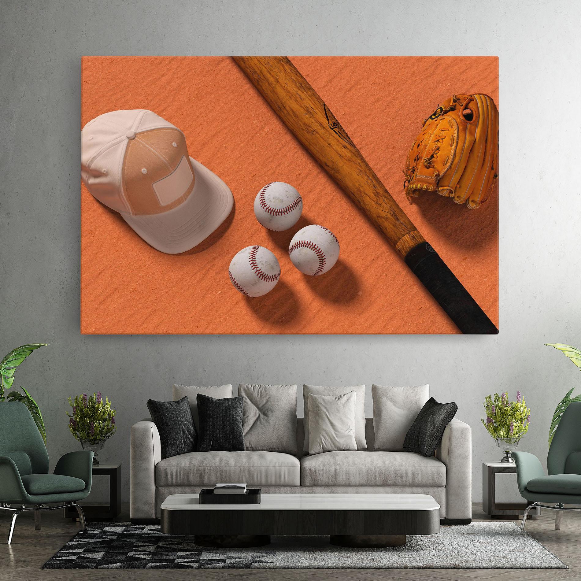Tablou Canvas Baseball Set On Orange mockup 7