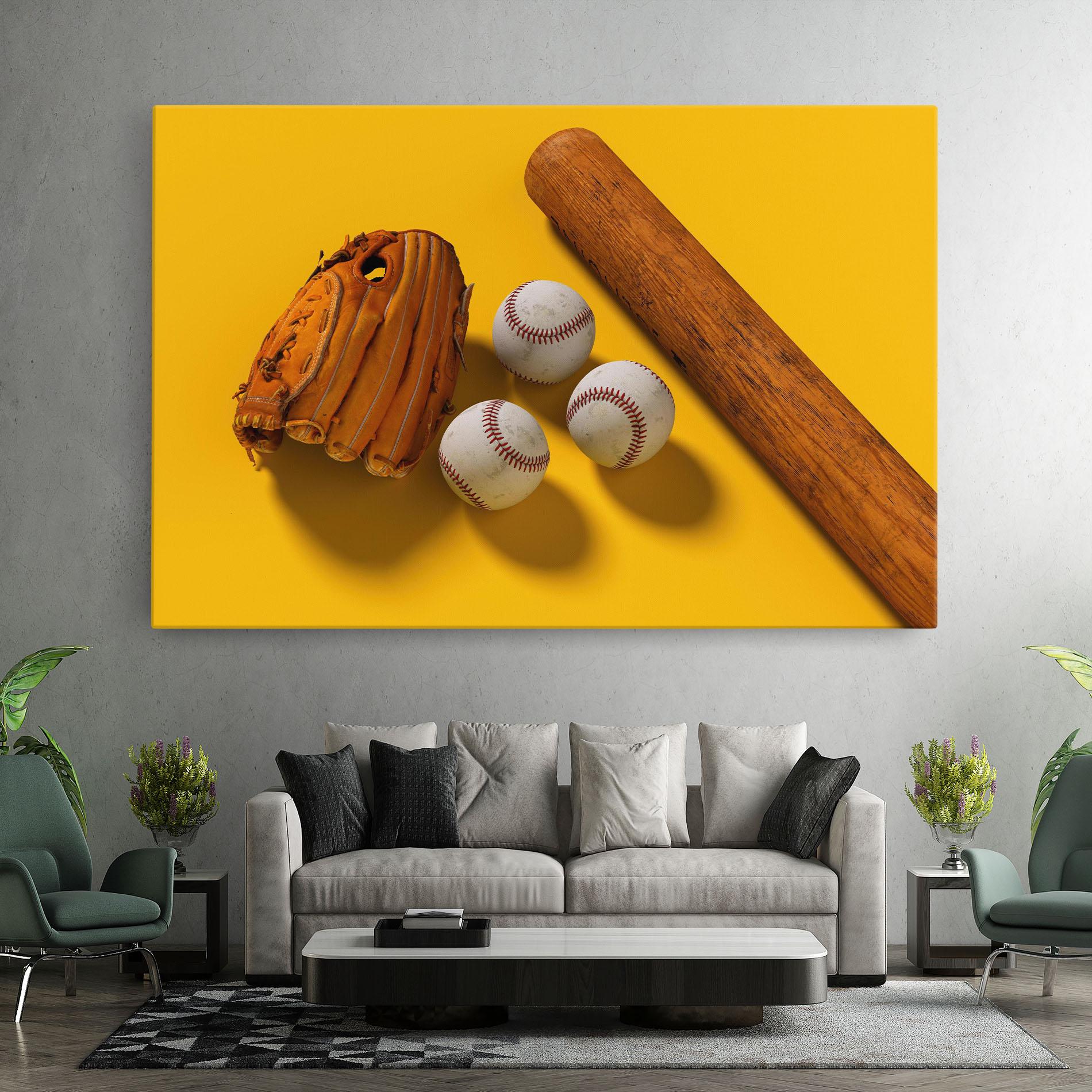 Tablou Canvas Baseball Set On Yellow mockup 7