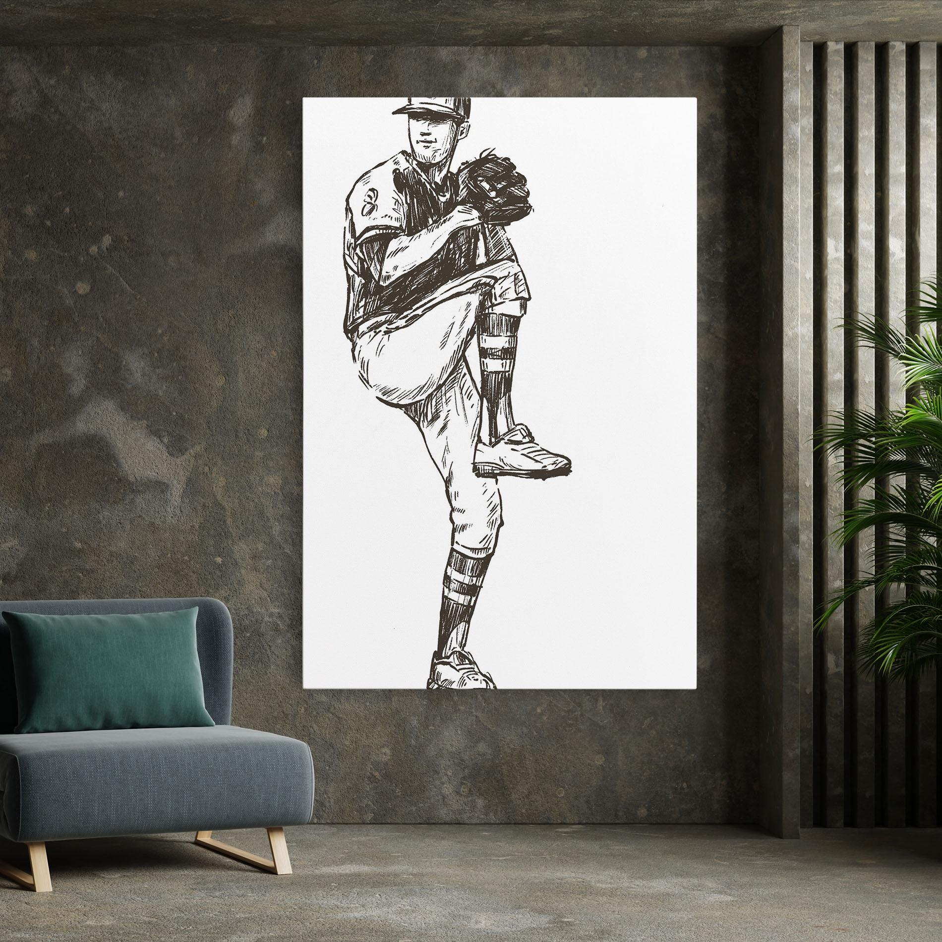 Tablou Canvas Baseball Player Line mockup 7
