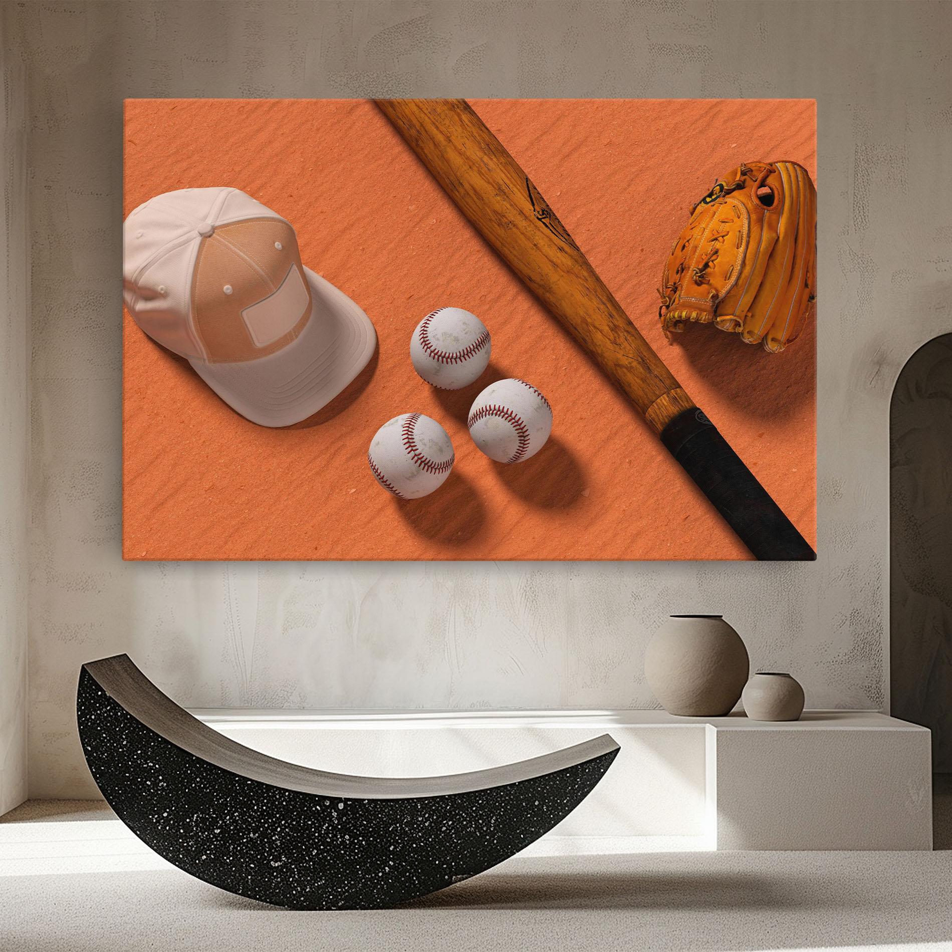 Tablou Canvas Baseball Set On Orange mockup 8