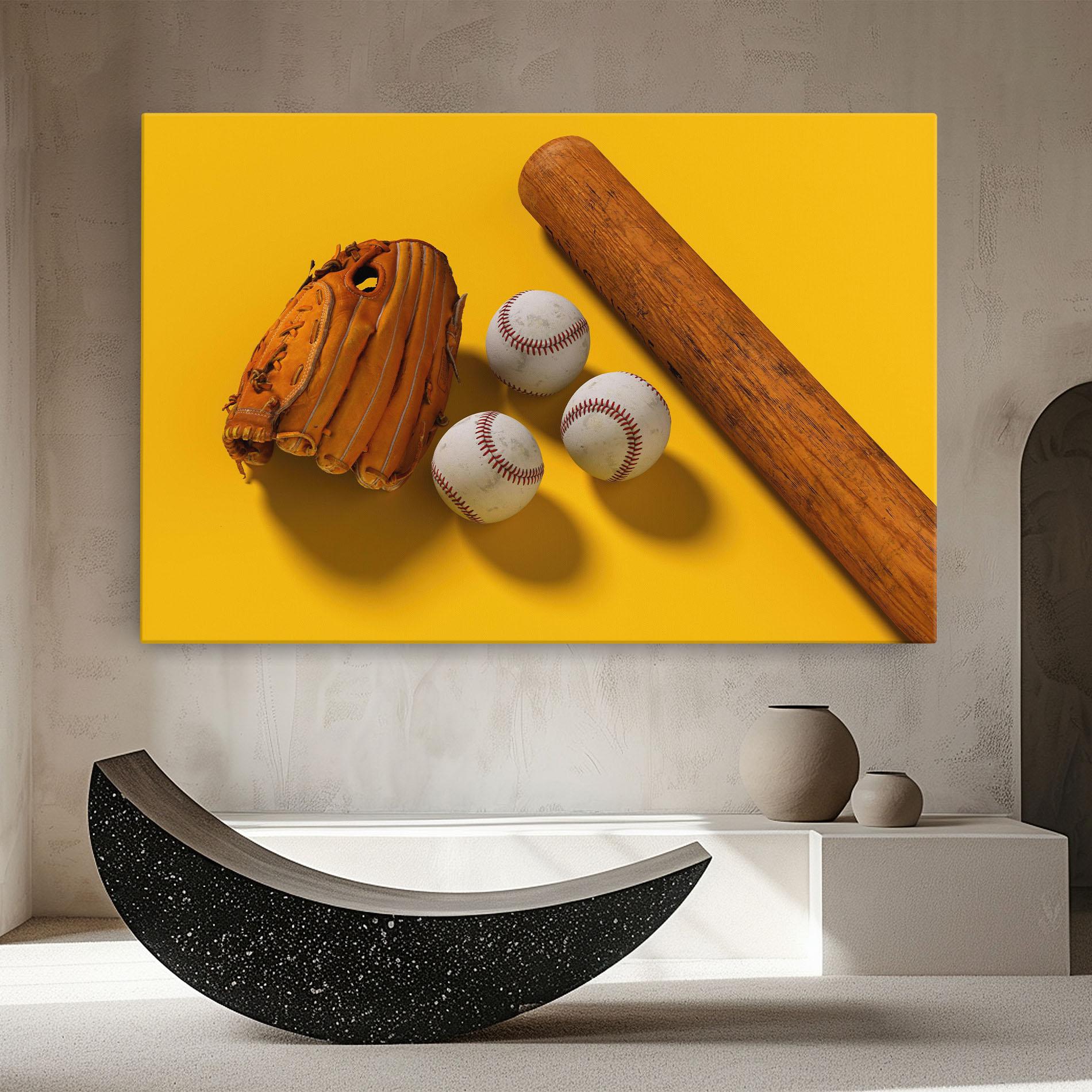 Tablou Canvas Baseball Set On Yellow mockup 8