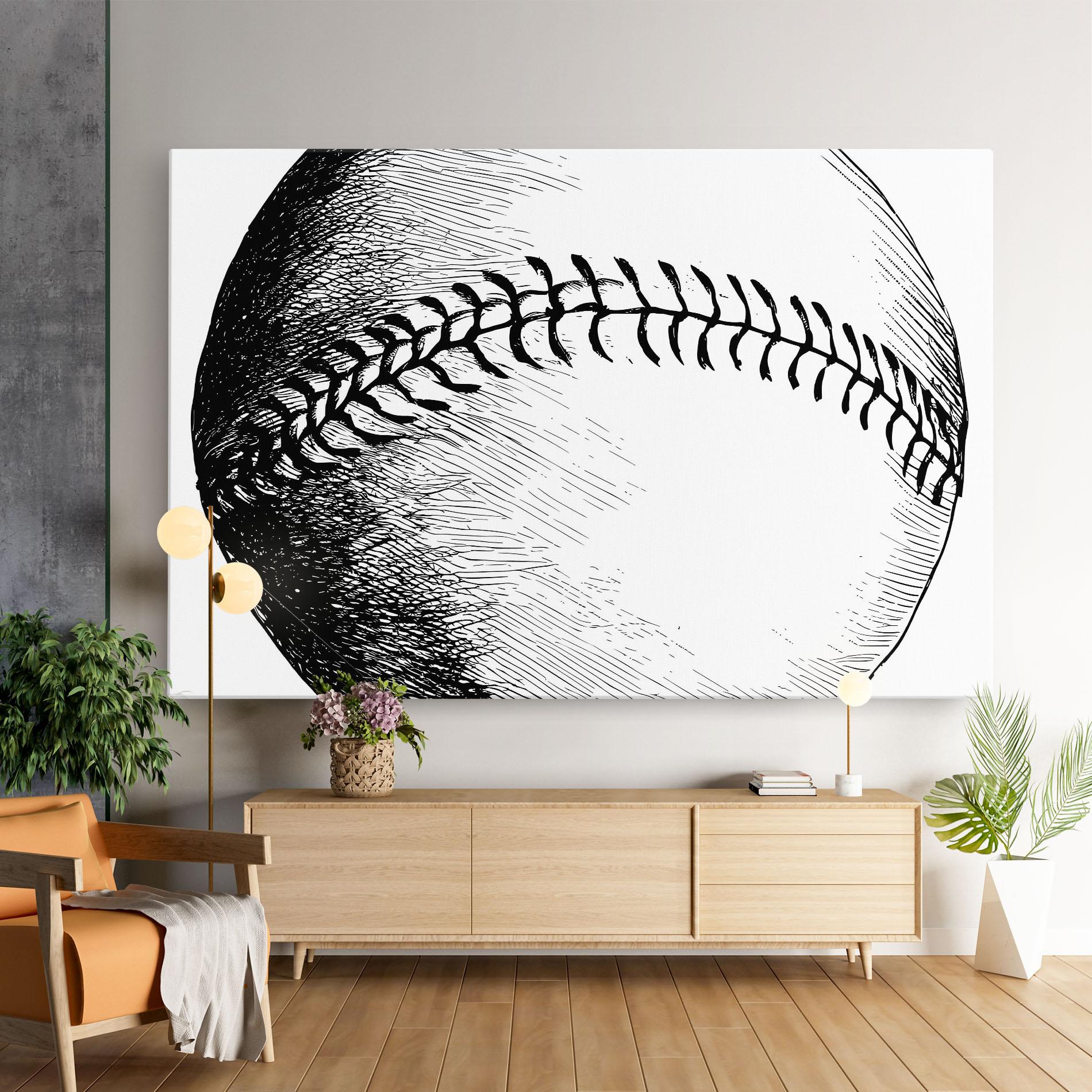 Tablou Canvas Baseball Black Line mockup 9