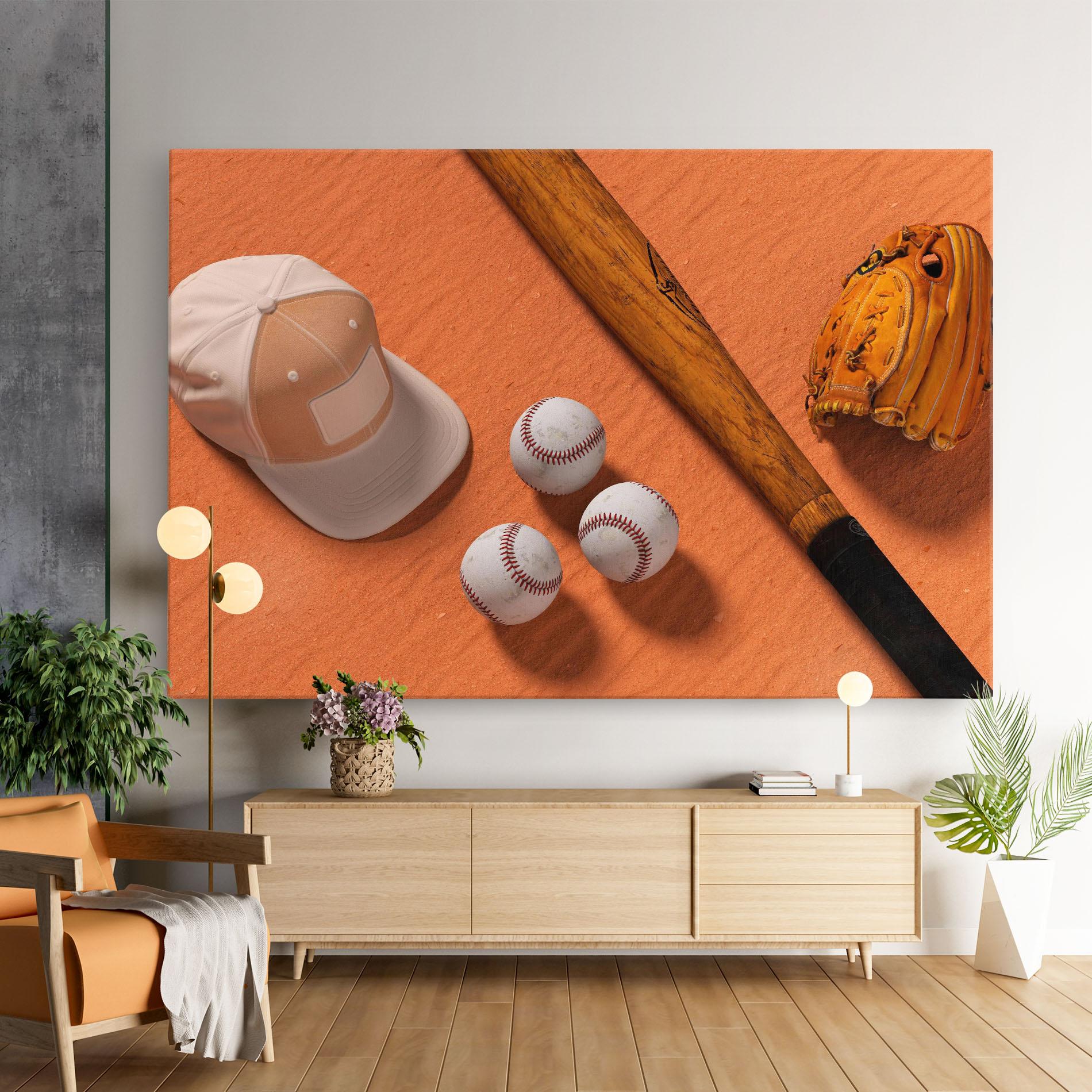 Tablou Canvas Baseball Set On Orange mockup 9