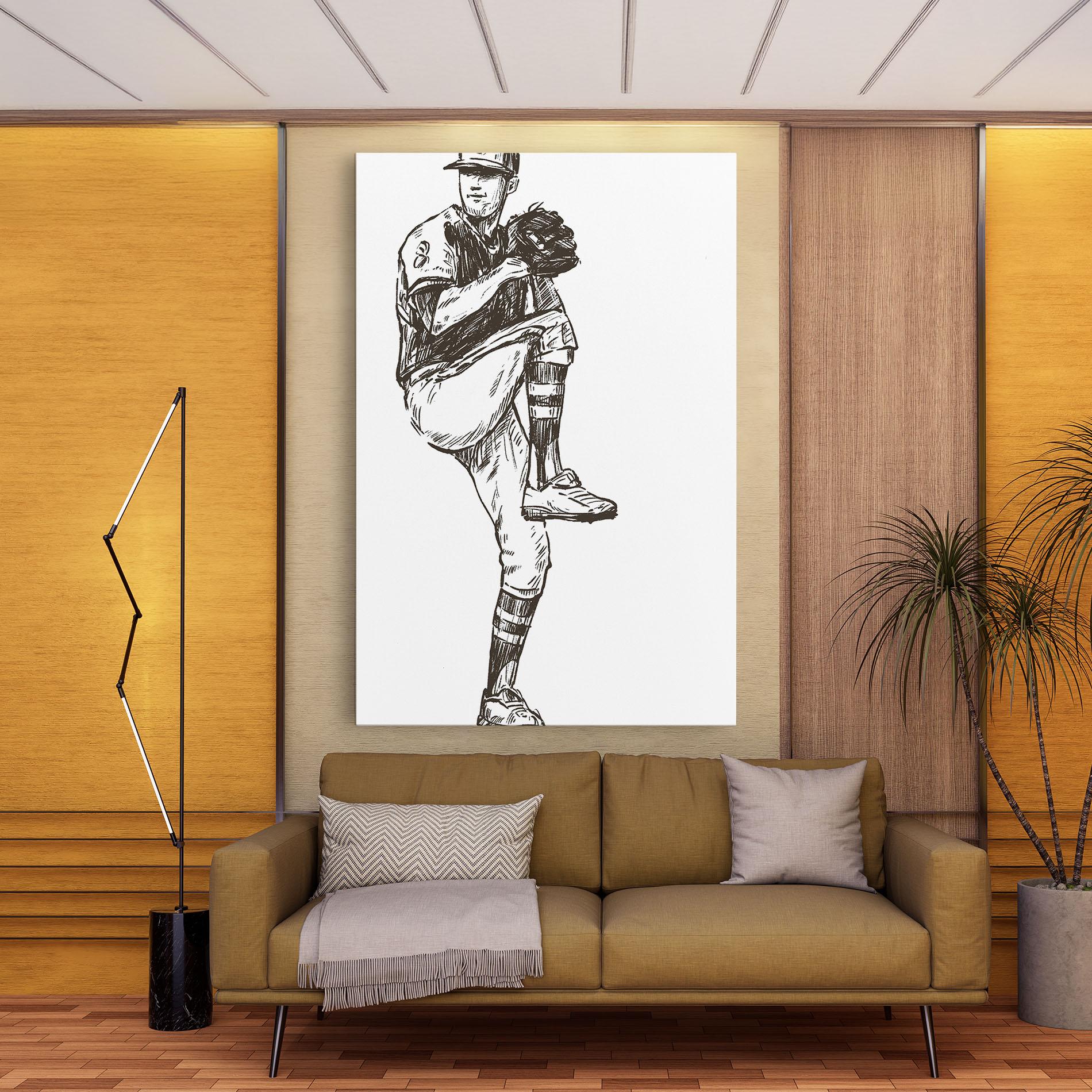 Tablou Canvas Baseball Player Line mockup 9