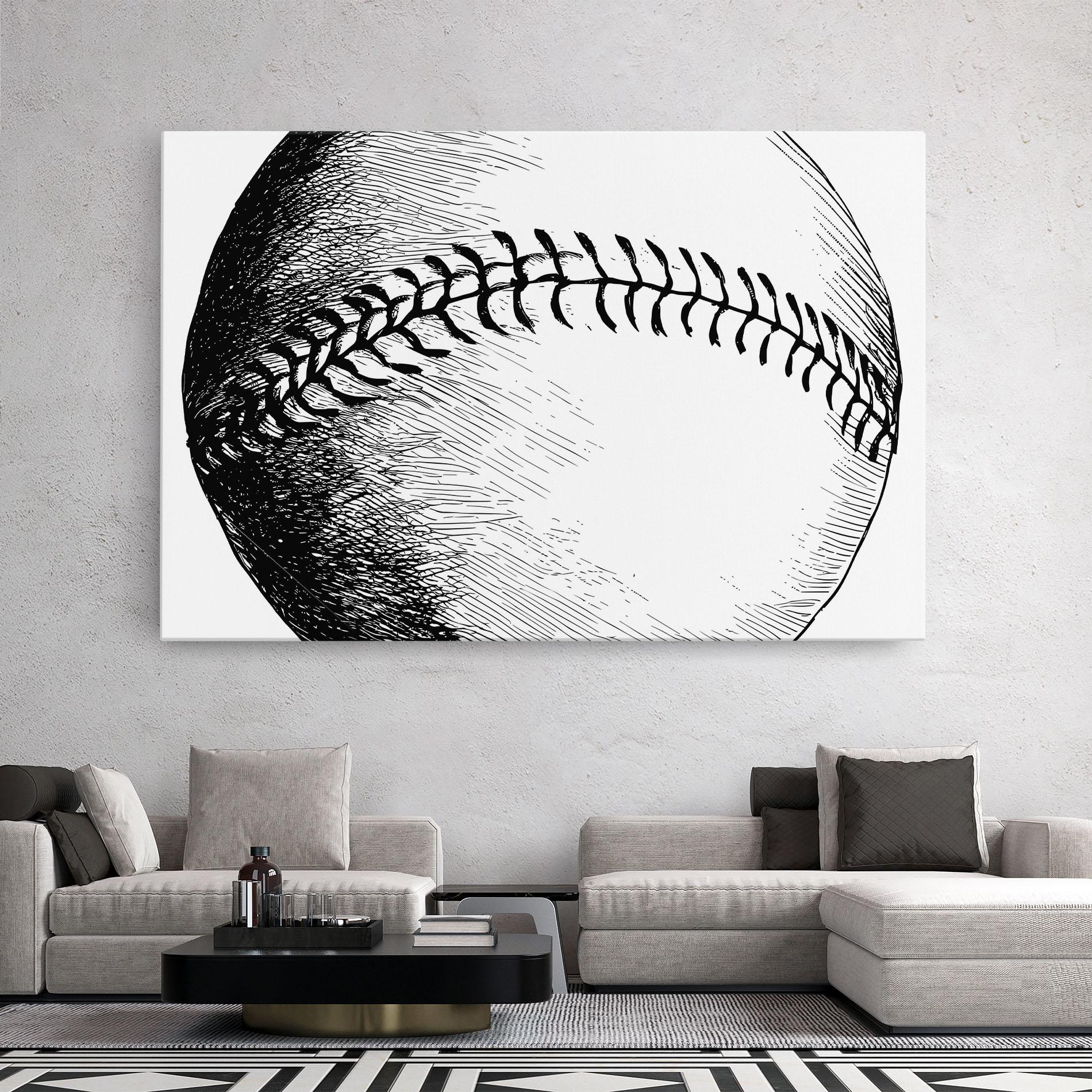 Tablou Canvas Baseball Black Line mockup 2