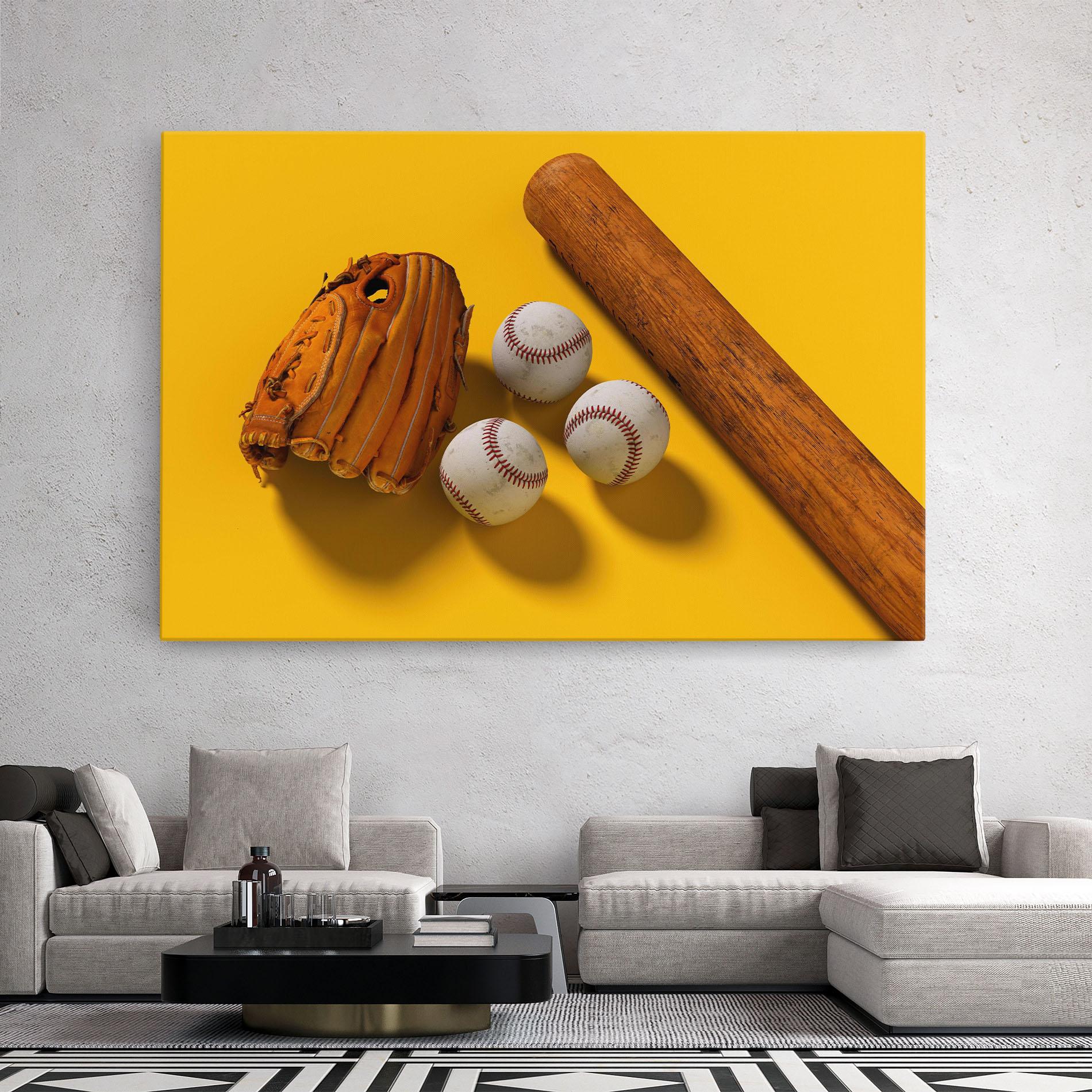 Tablou Canvas Baseball Set On Yellow mockup 2