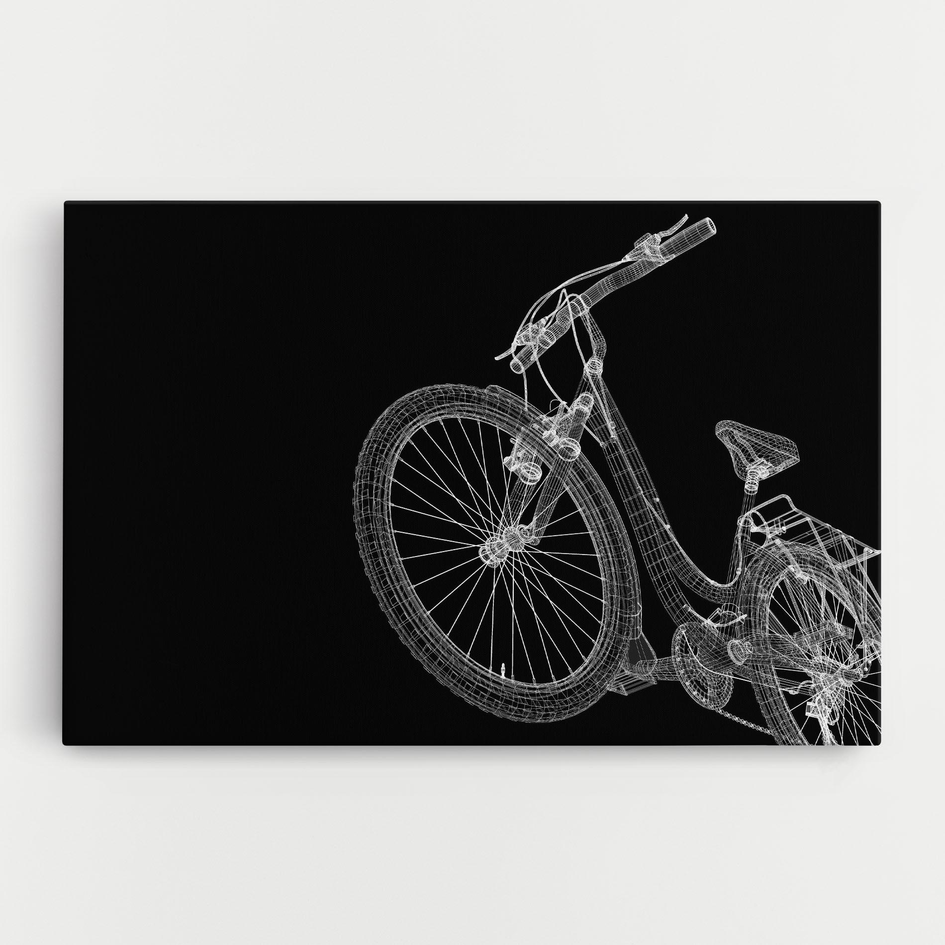 Tablou Canvas 3d Bike Model On Black mockup 0