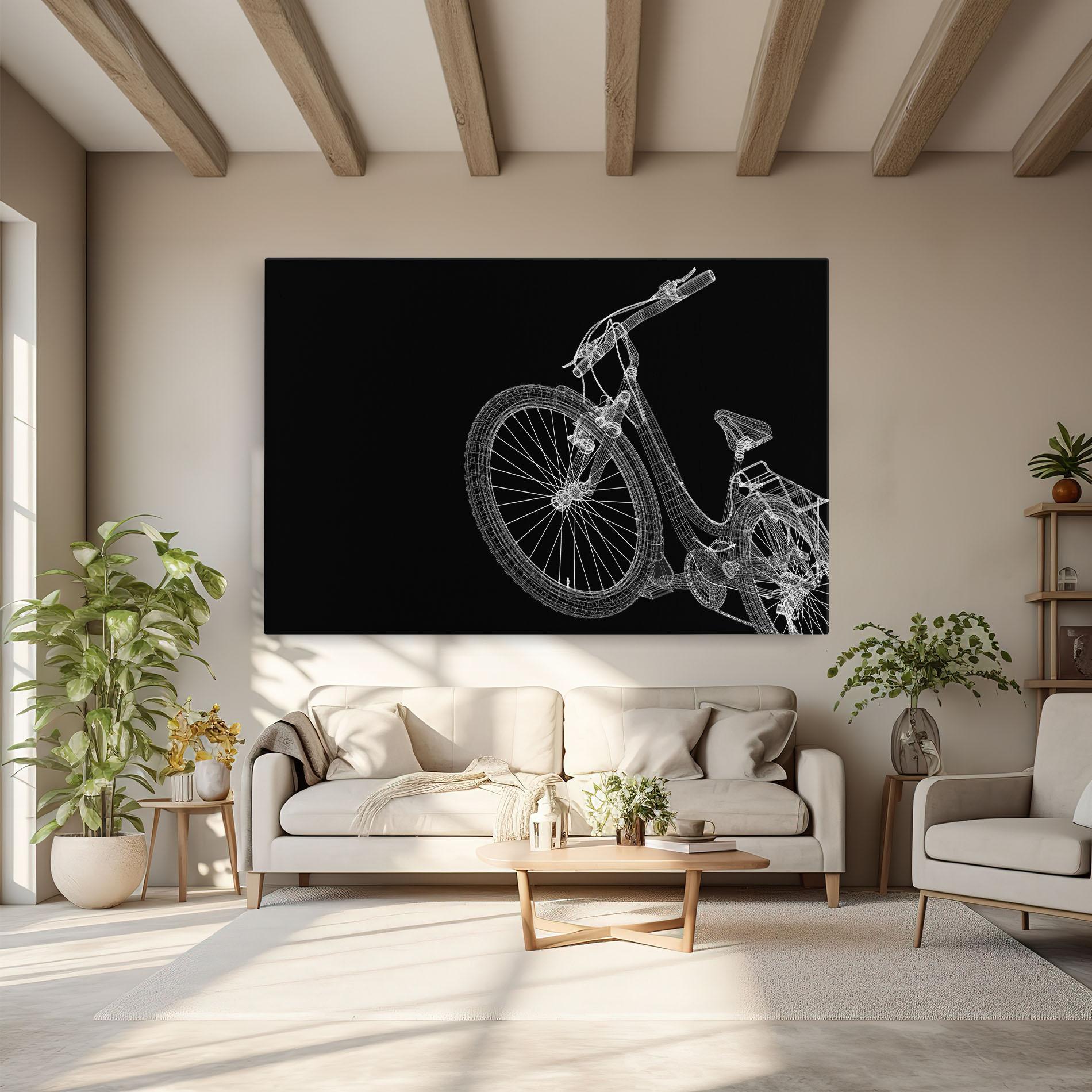 Tablou Canvas 3d Bike Model On Black mockup 6