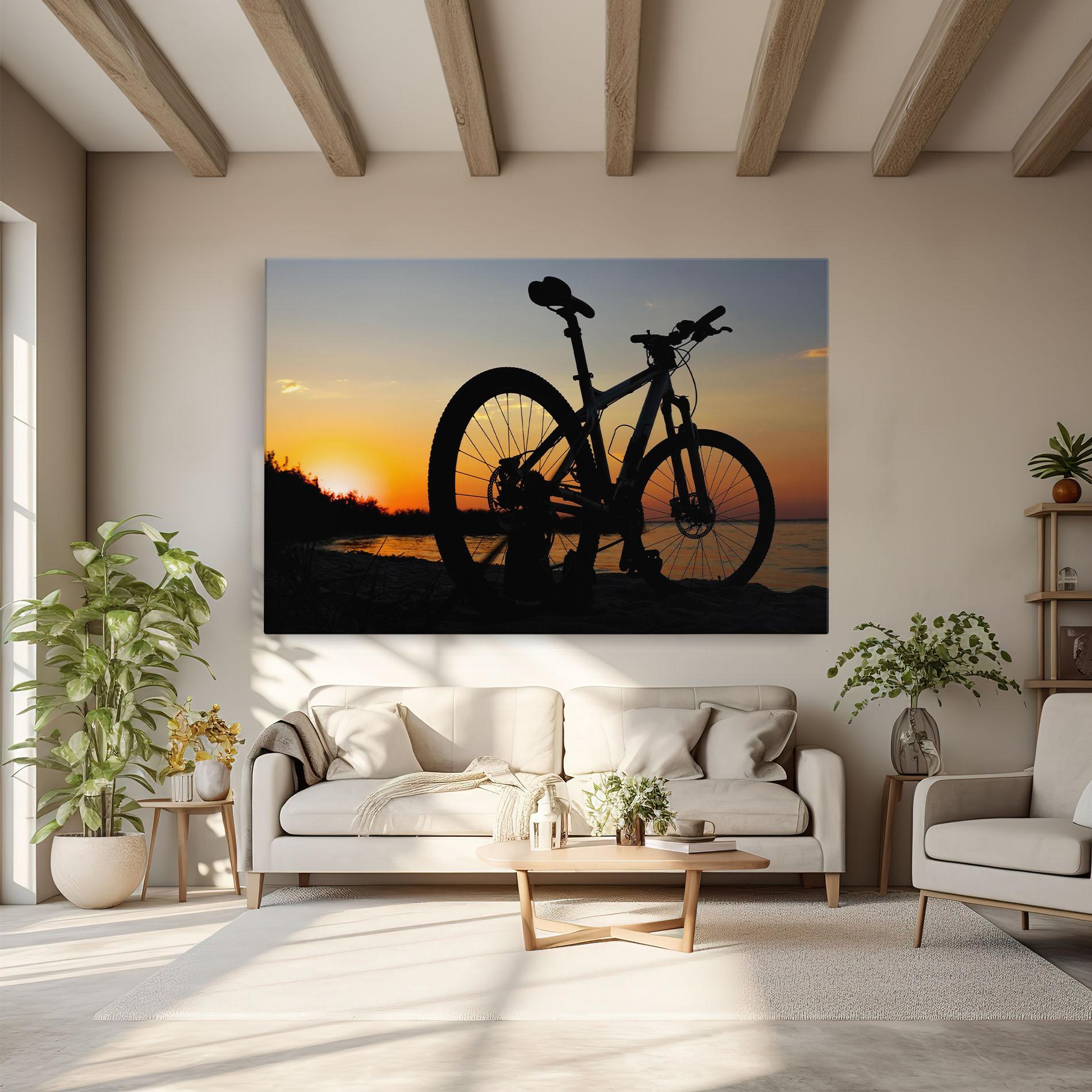 Tablou Canvas Beach Bike Silhouette mockup 6