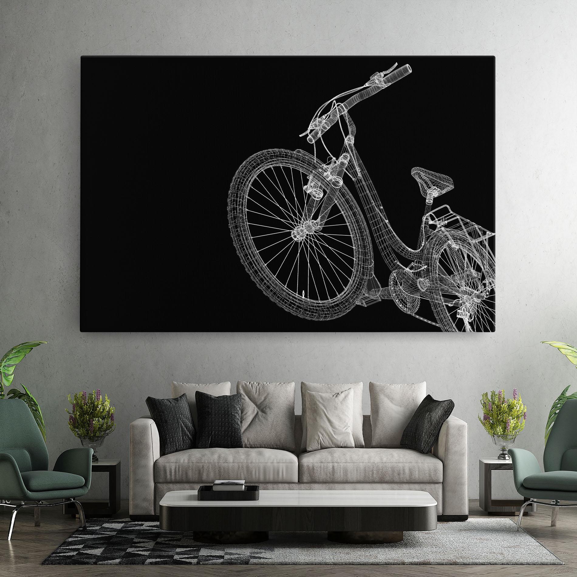 Tablou Canvas 3d Bike Model On Black mockup 7
