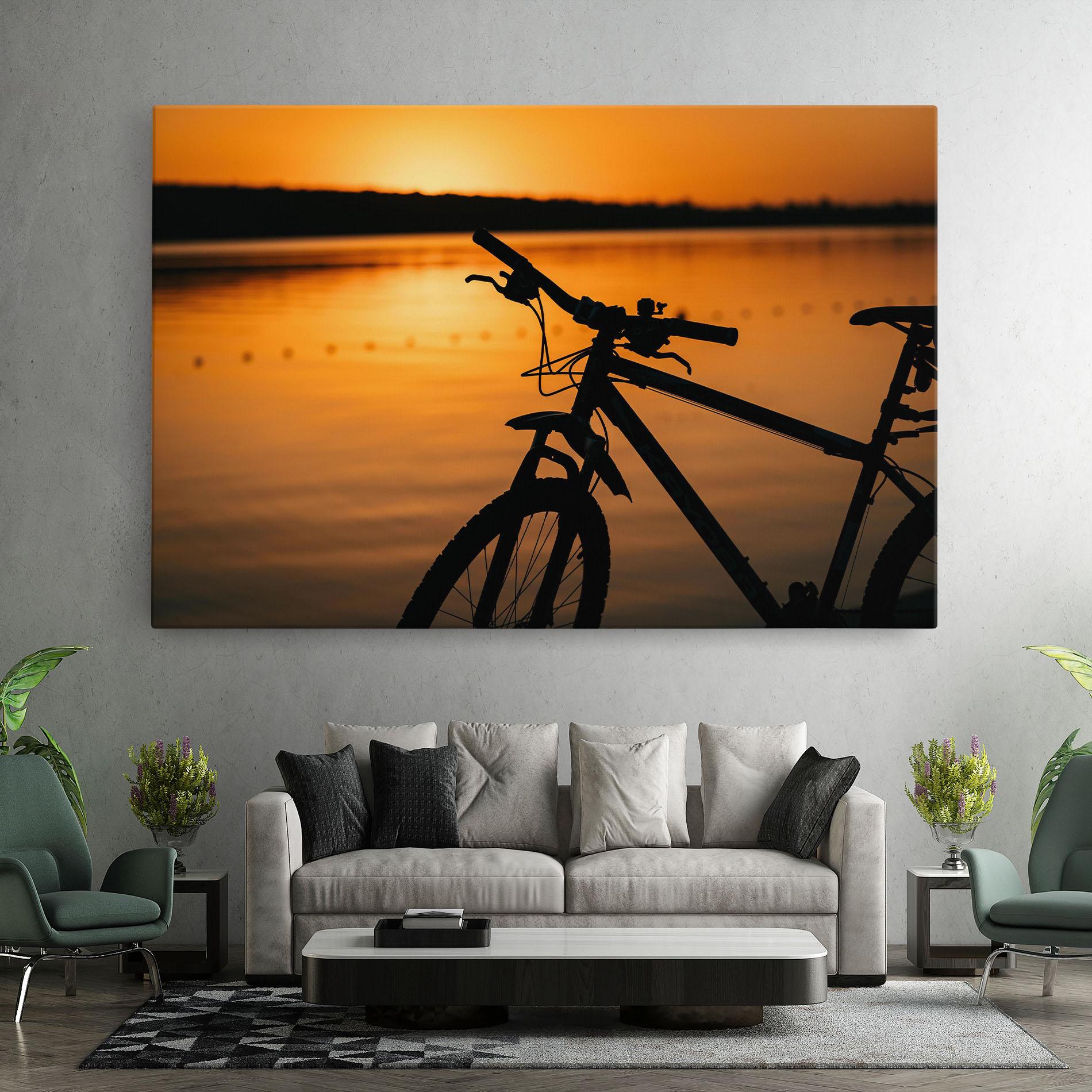 Tablou Canvas Sunset Lake Bike mockup 7