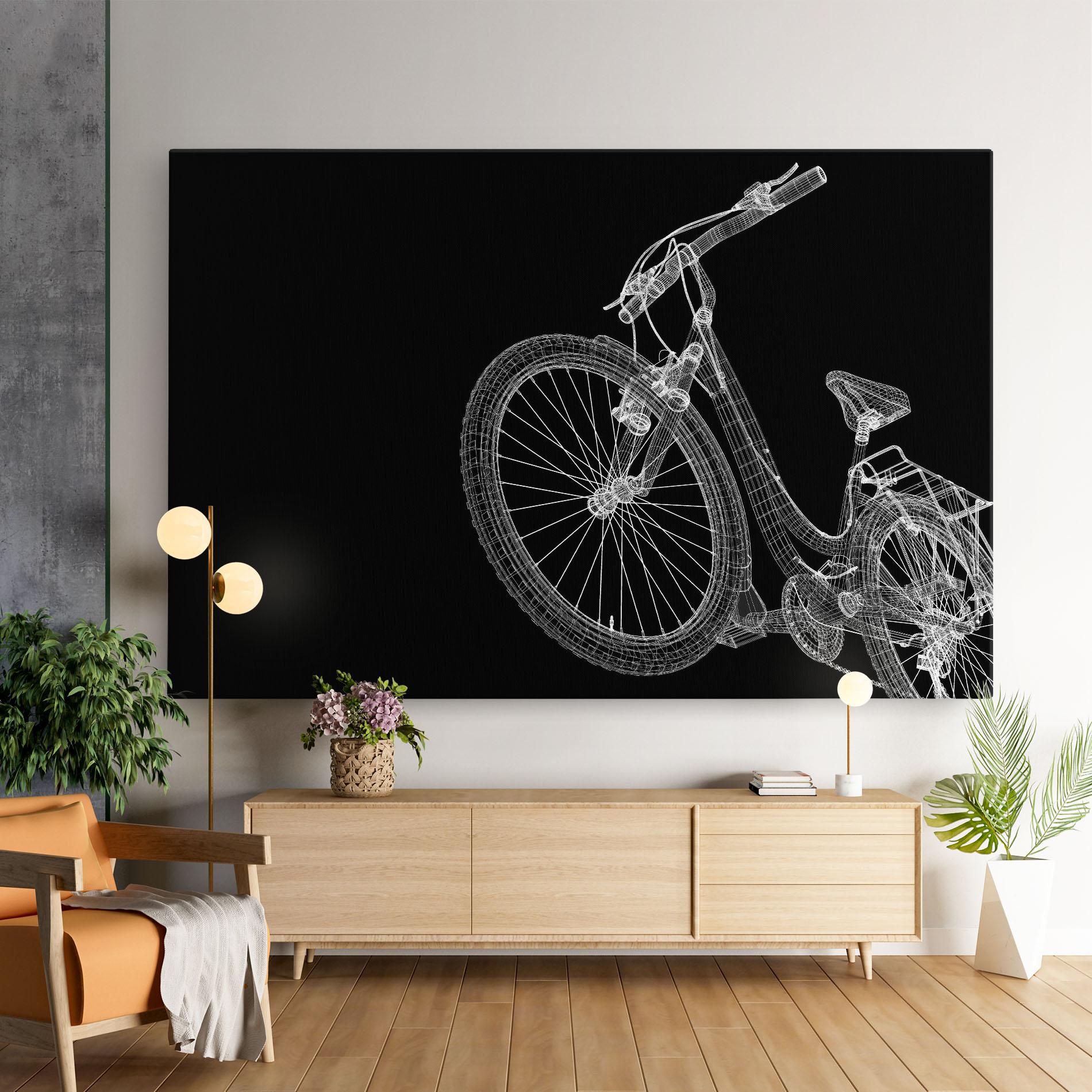 Tablou Canvas 3d Bike Model On Black mockup 9
