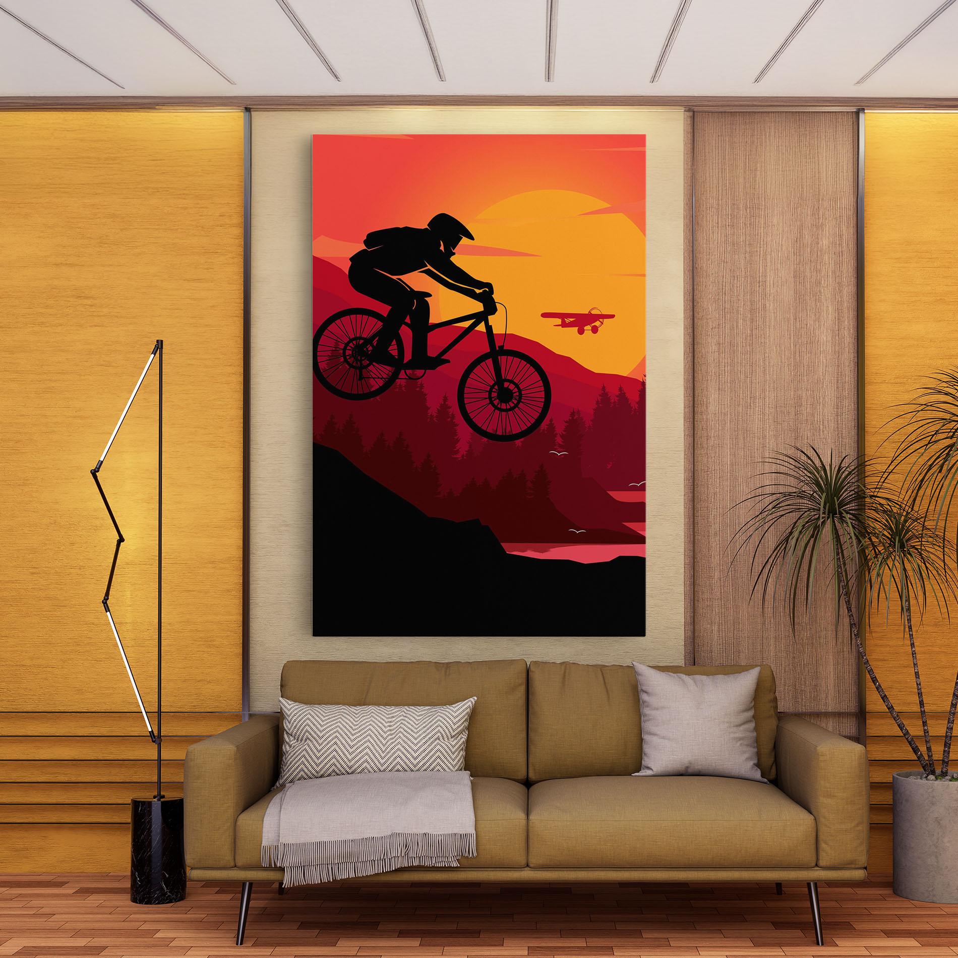 Tablou Canvas Mountain Bike Sunset mockup 9