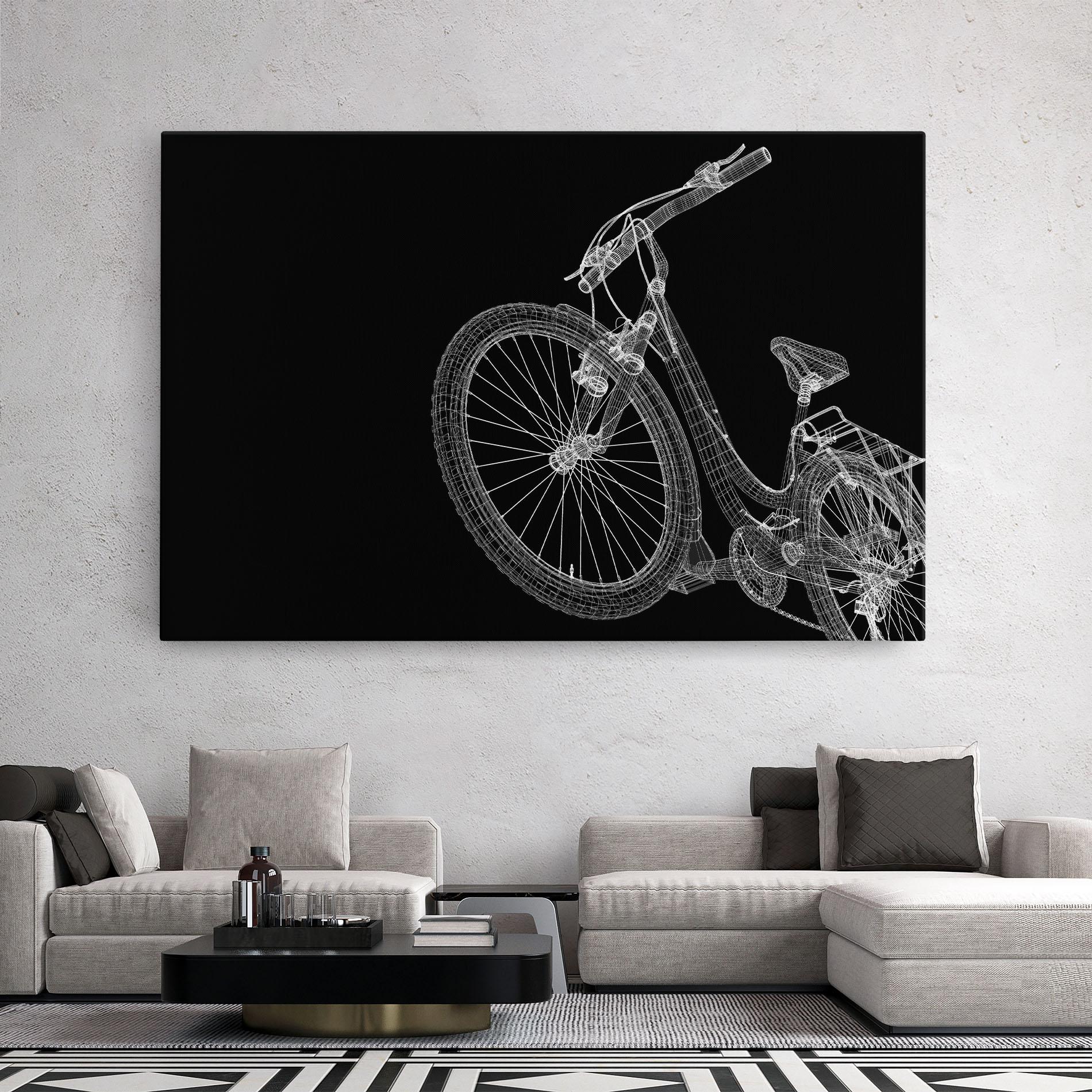 Tablou Canvas 3d Bike Model On Black mockup 2