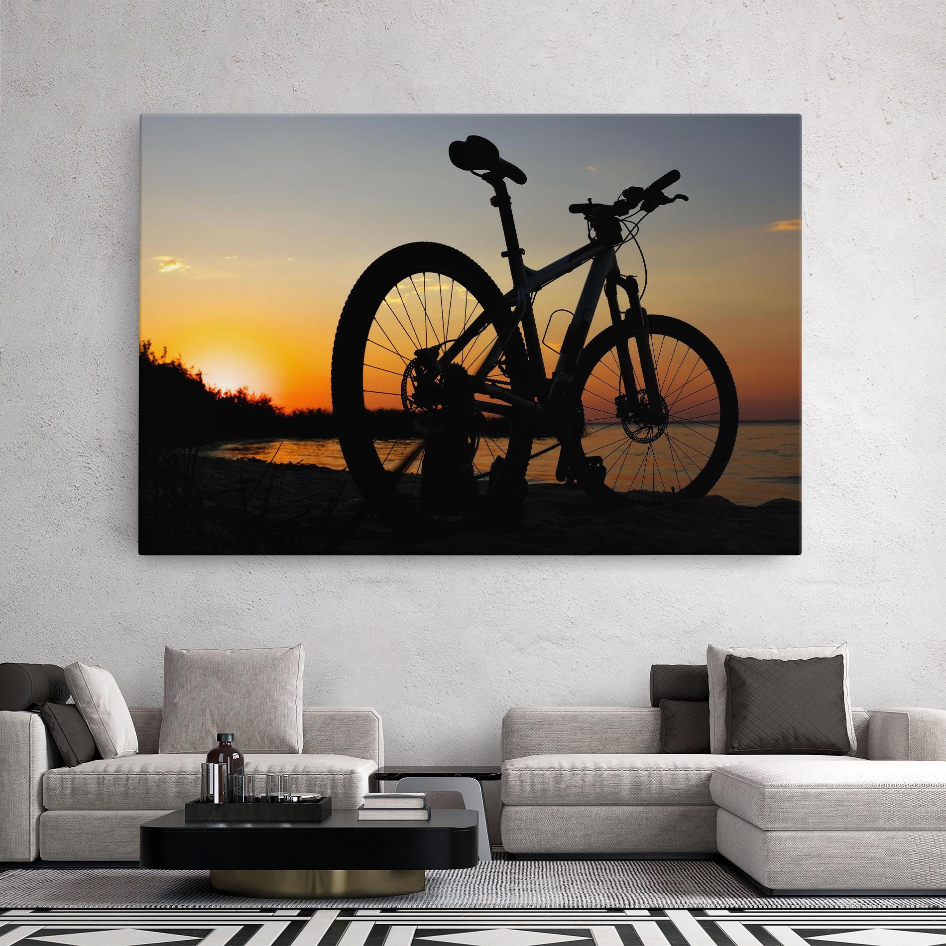 Tablou Canvas Beach Bike Silhouette mockup 2