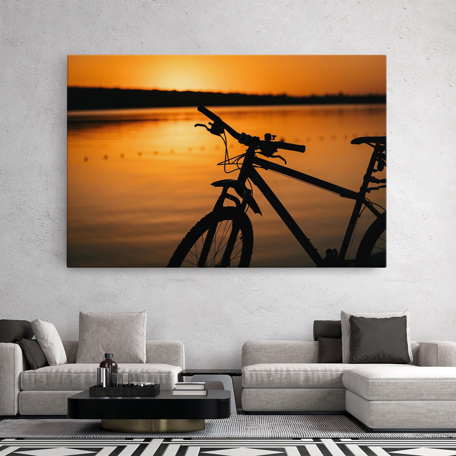 Tablou Canvas Sunset Lake Bike mockup 2