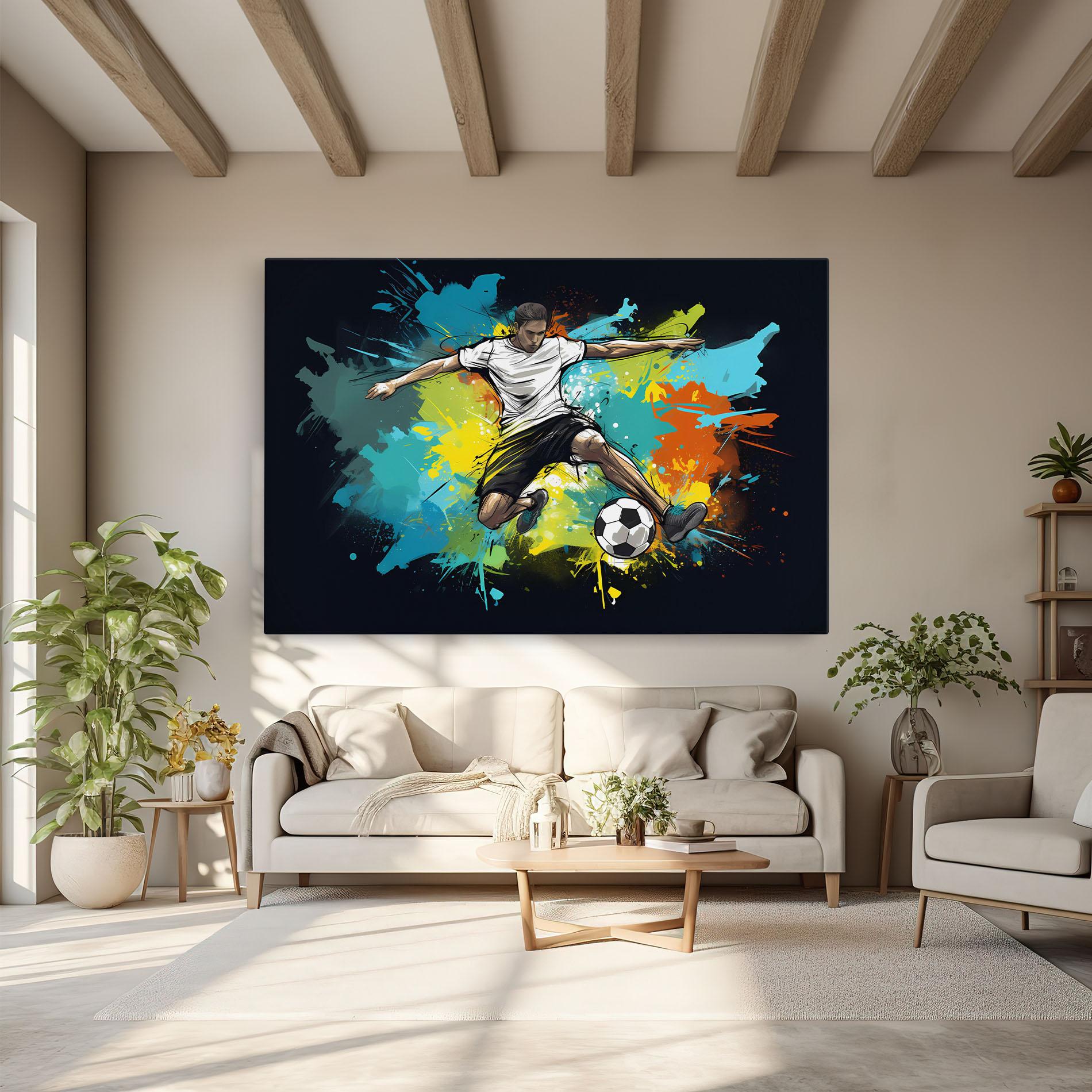 Tablou Canvas Green Paint Football Player mockup 6