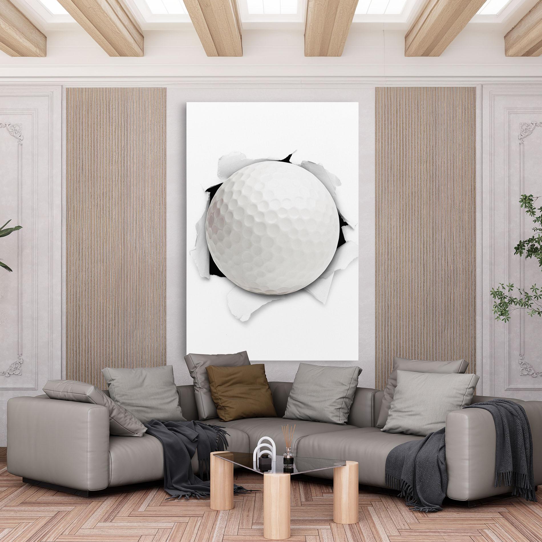 Tablou Canvas Golf Ball Bursting Hole mockup 6