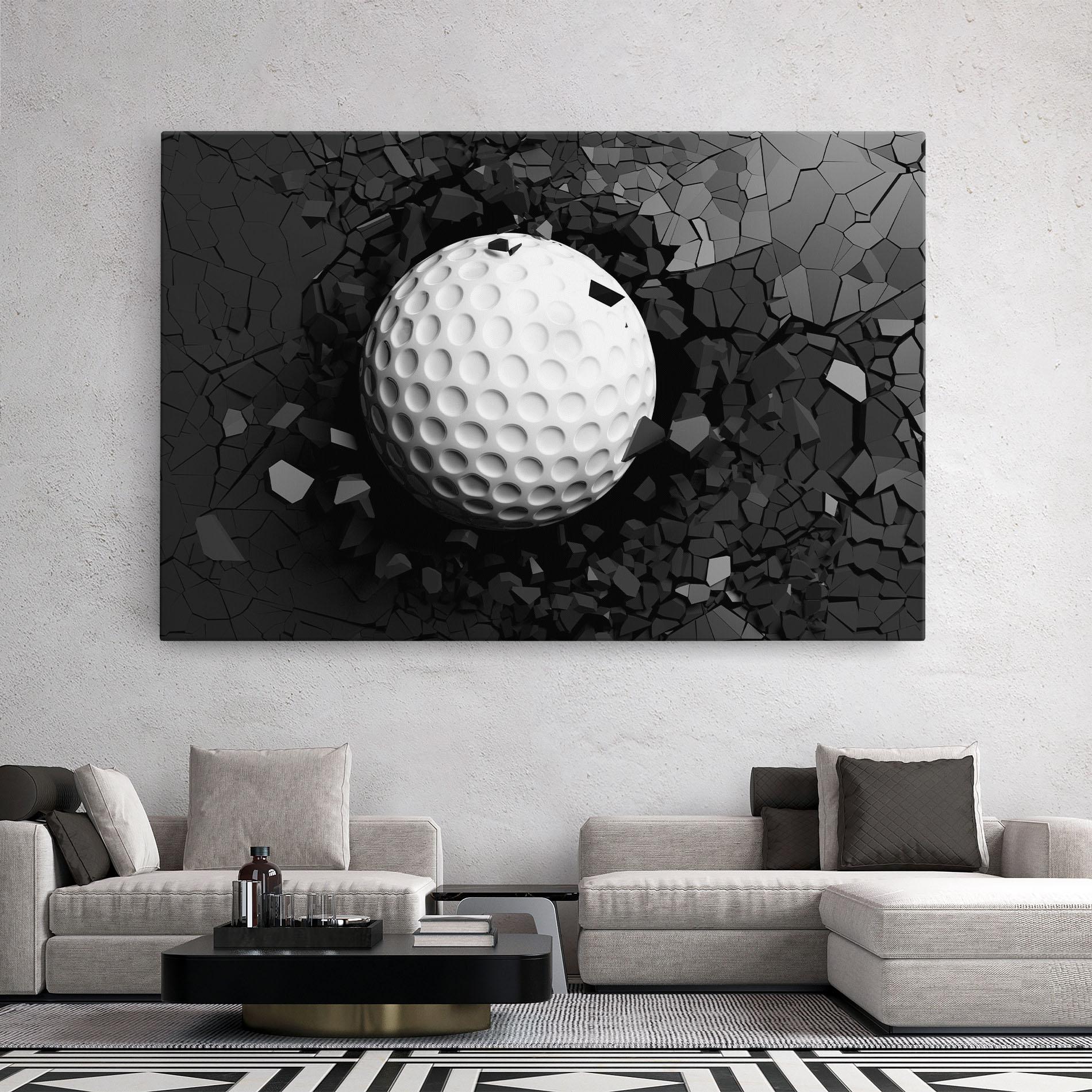 Tablou Canvas Black Wall Golf Ball mockup 2
