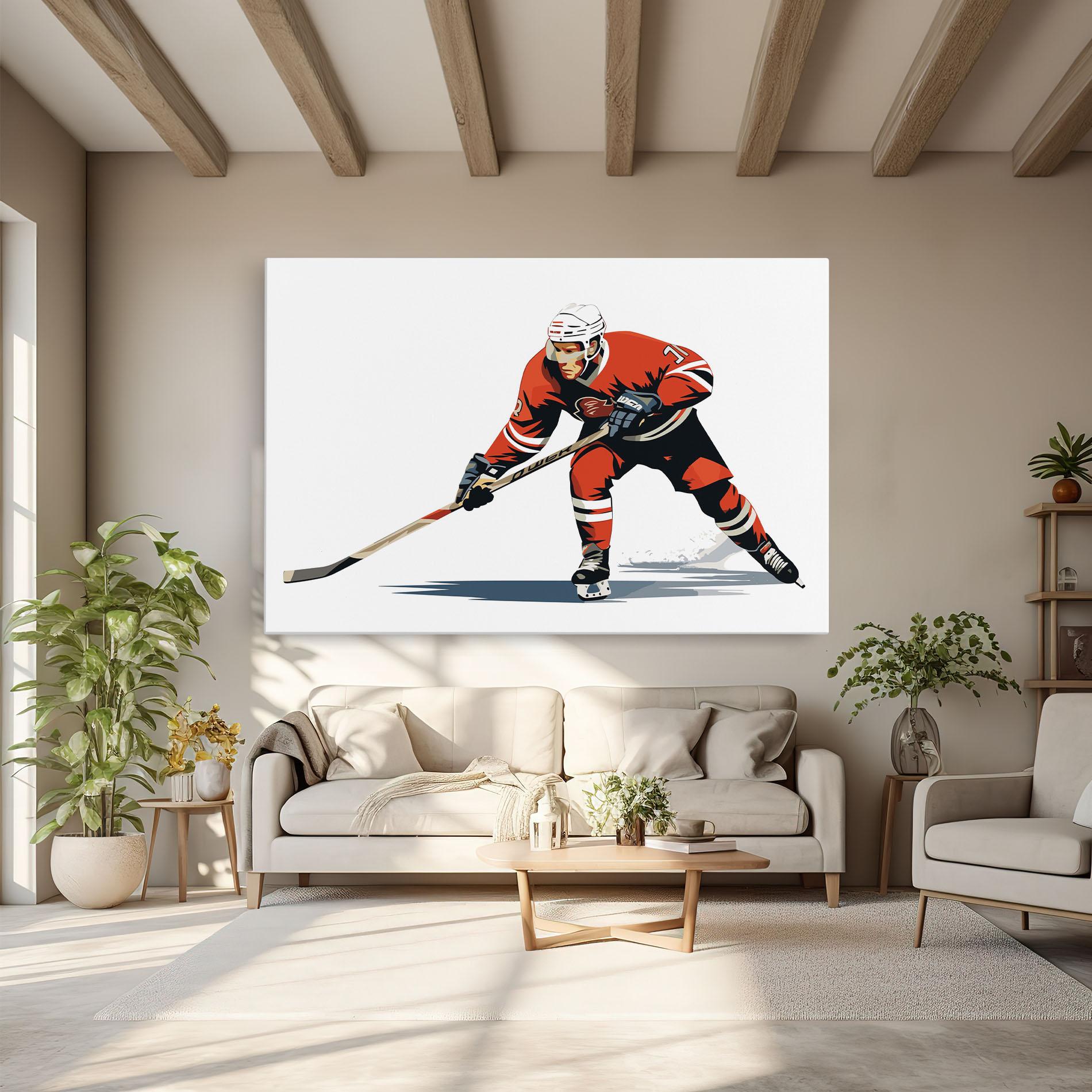Tablou Canvas Hockey Orange Player mockup 6