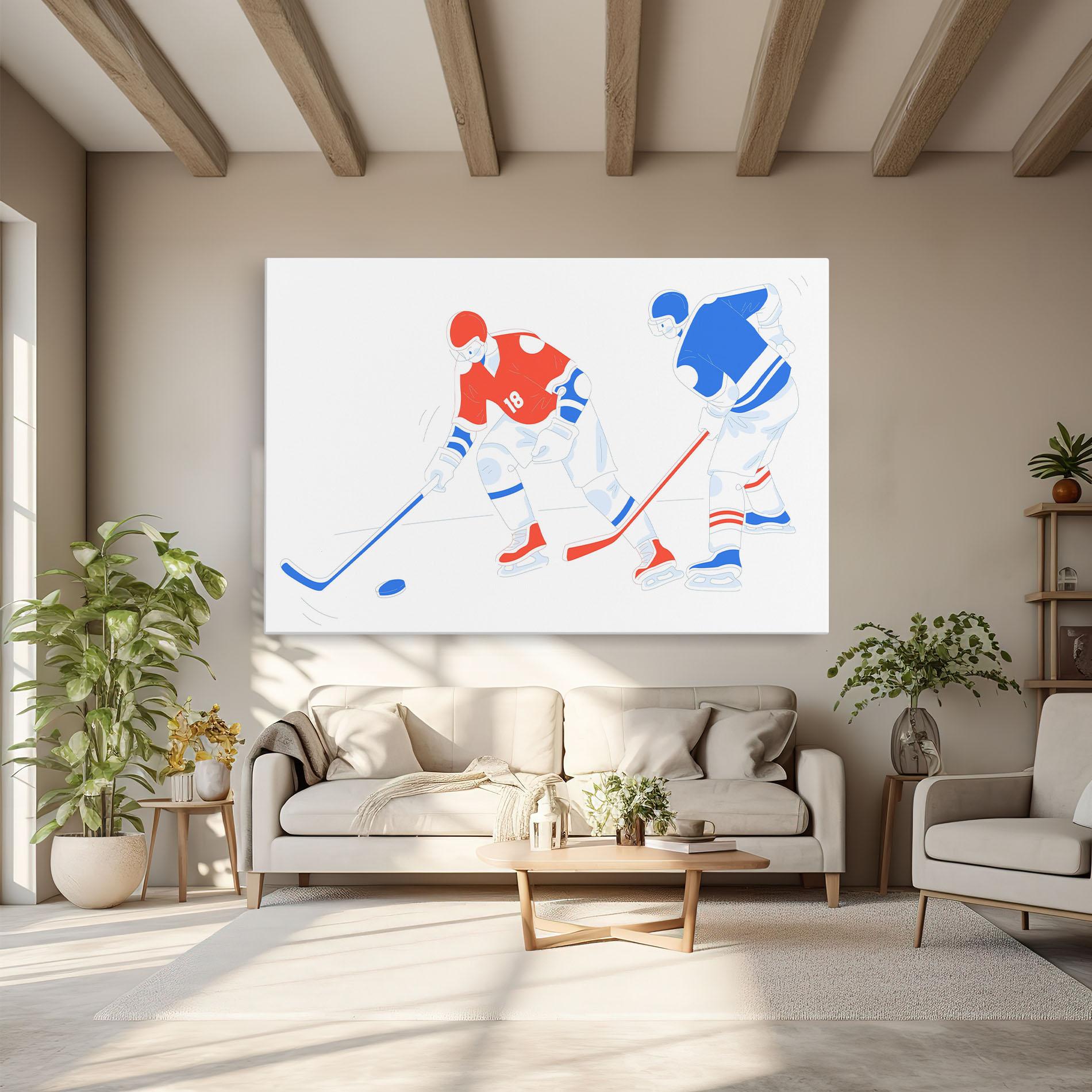 Tablou Canvas Orange Blue Hockey mockup 6