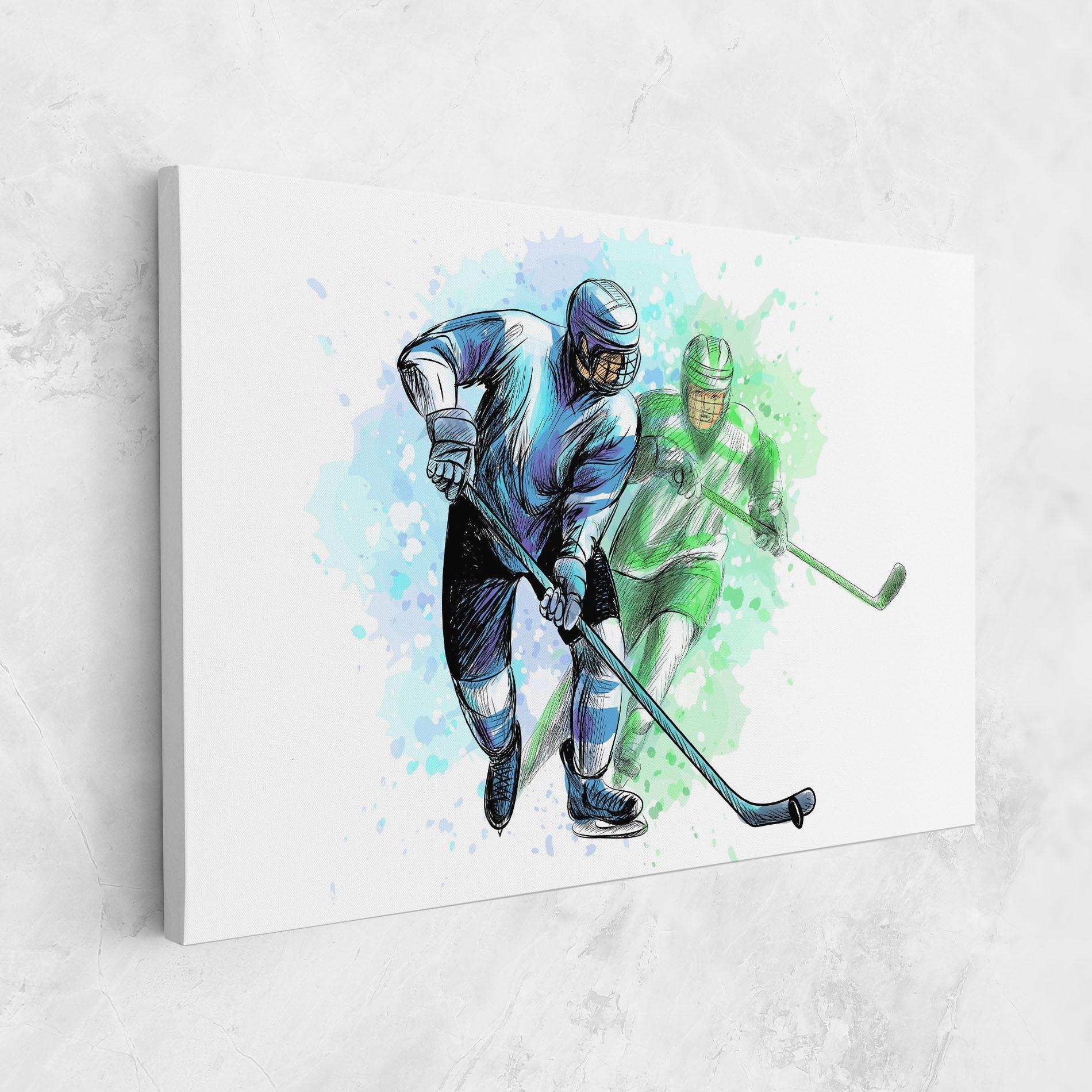 Tablou Canvas Green Blue Hockey mockup 1