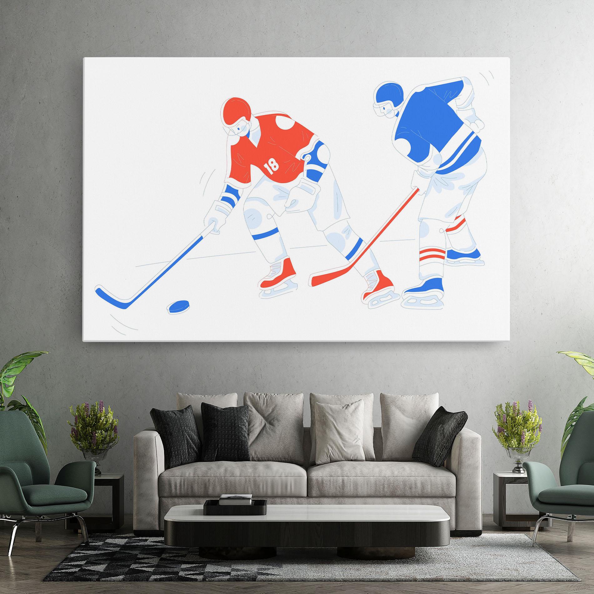 Tablou Canvas Orange Blue Hockey mockup 7