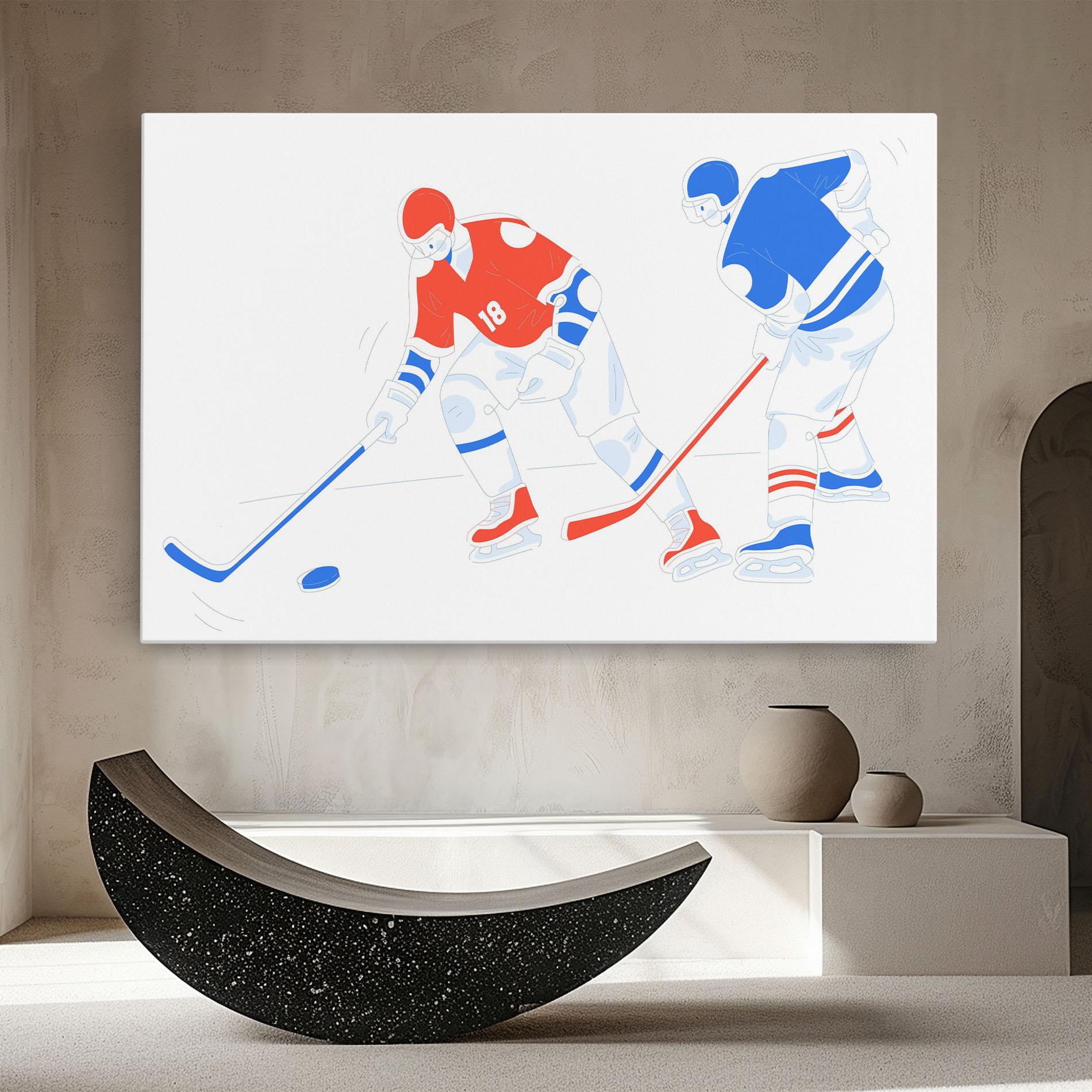 Tablou Canvas Orange Blue Hockey mockup 8