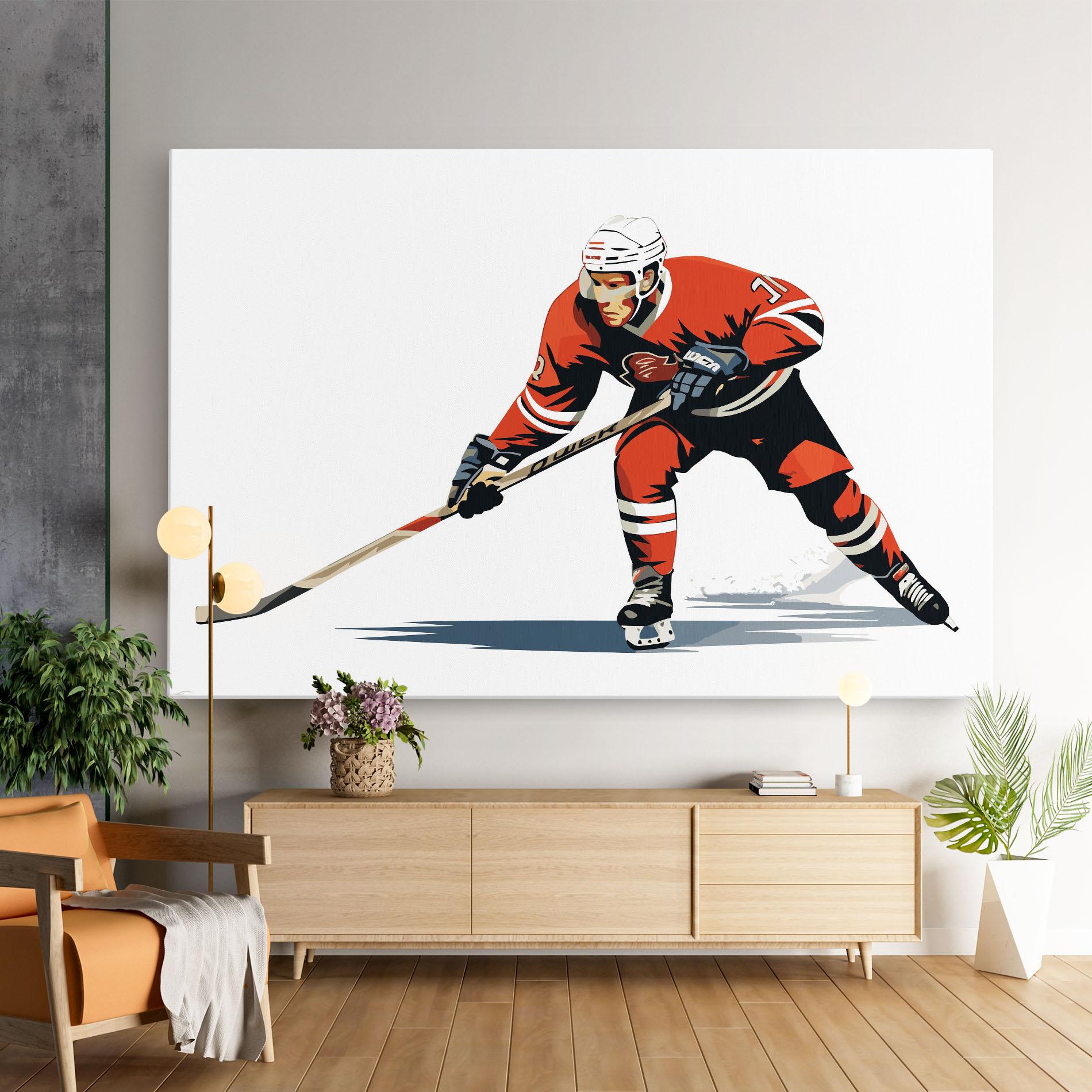 Tablou Canvas Hockey Orange Player mockup 9