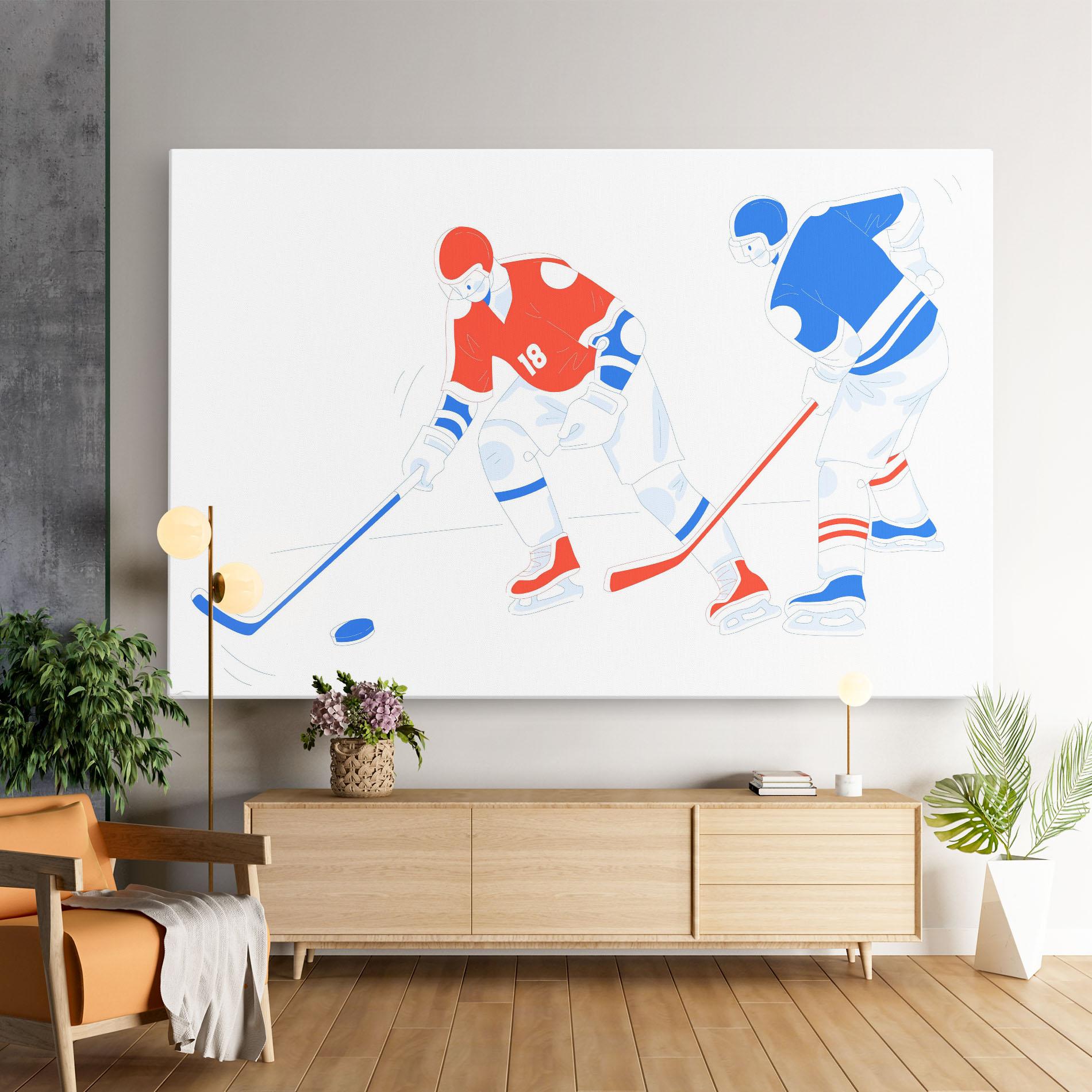 Tablou Canvas Orange Blue Hockey mockup 9