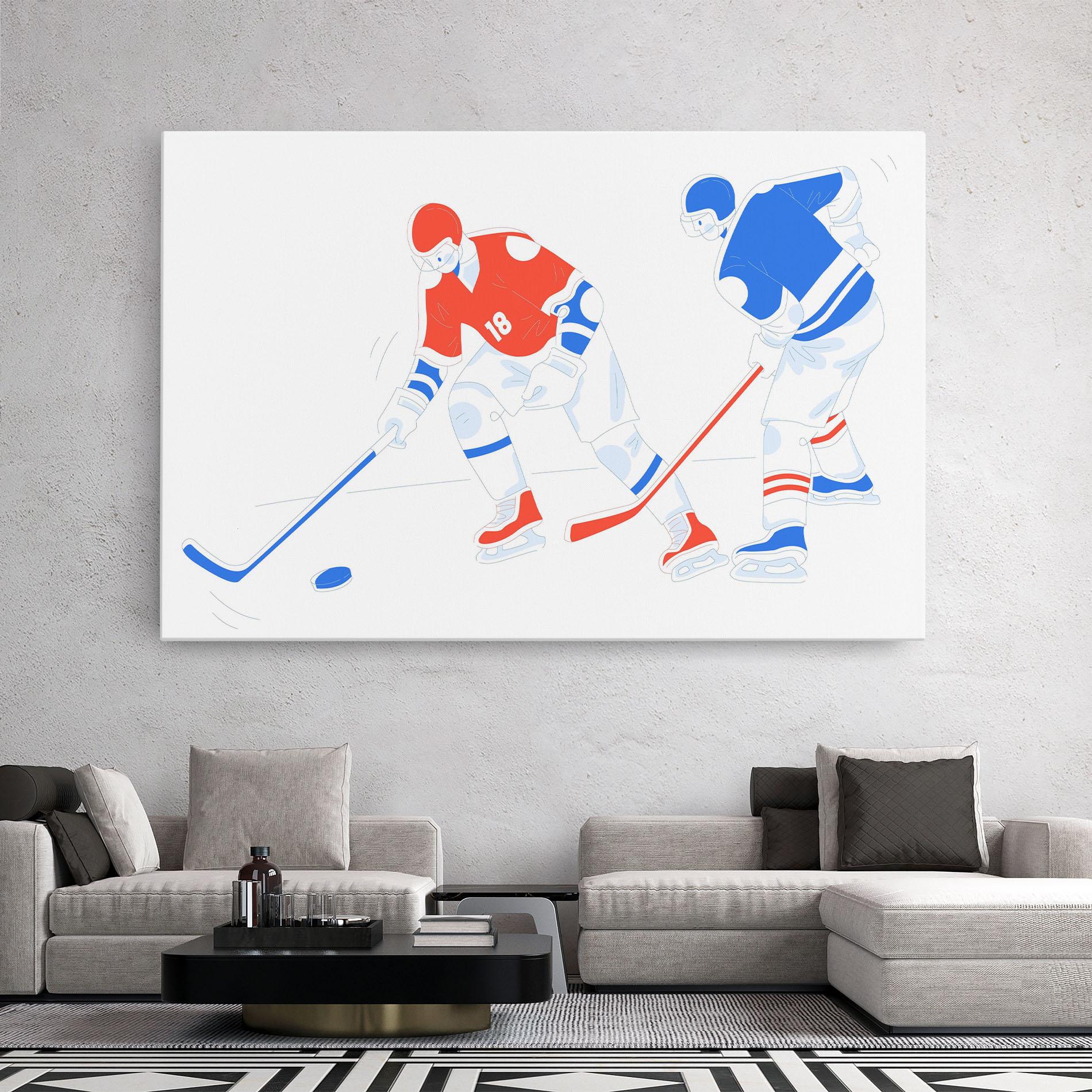 Tablou Canvas Orange Blue Hockey mockup 2