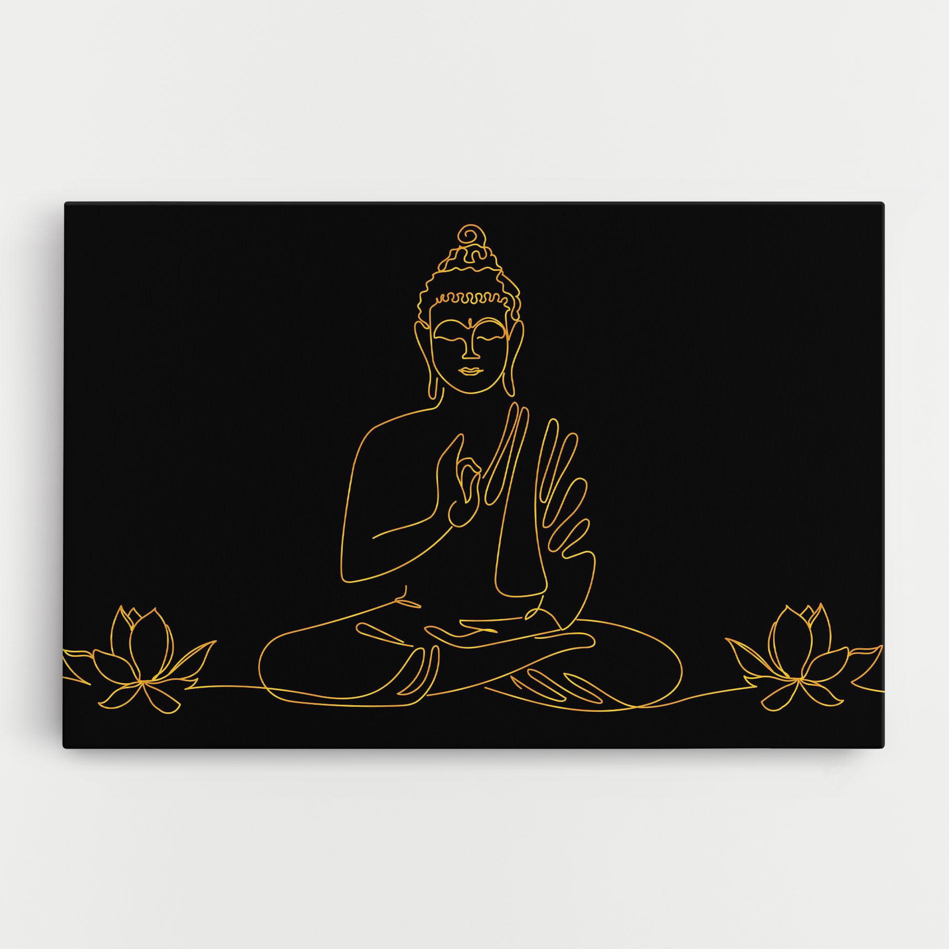 Tablou Canvas Buddha Gold Line mockup 0