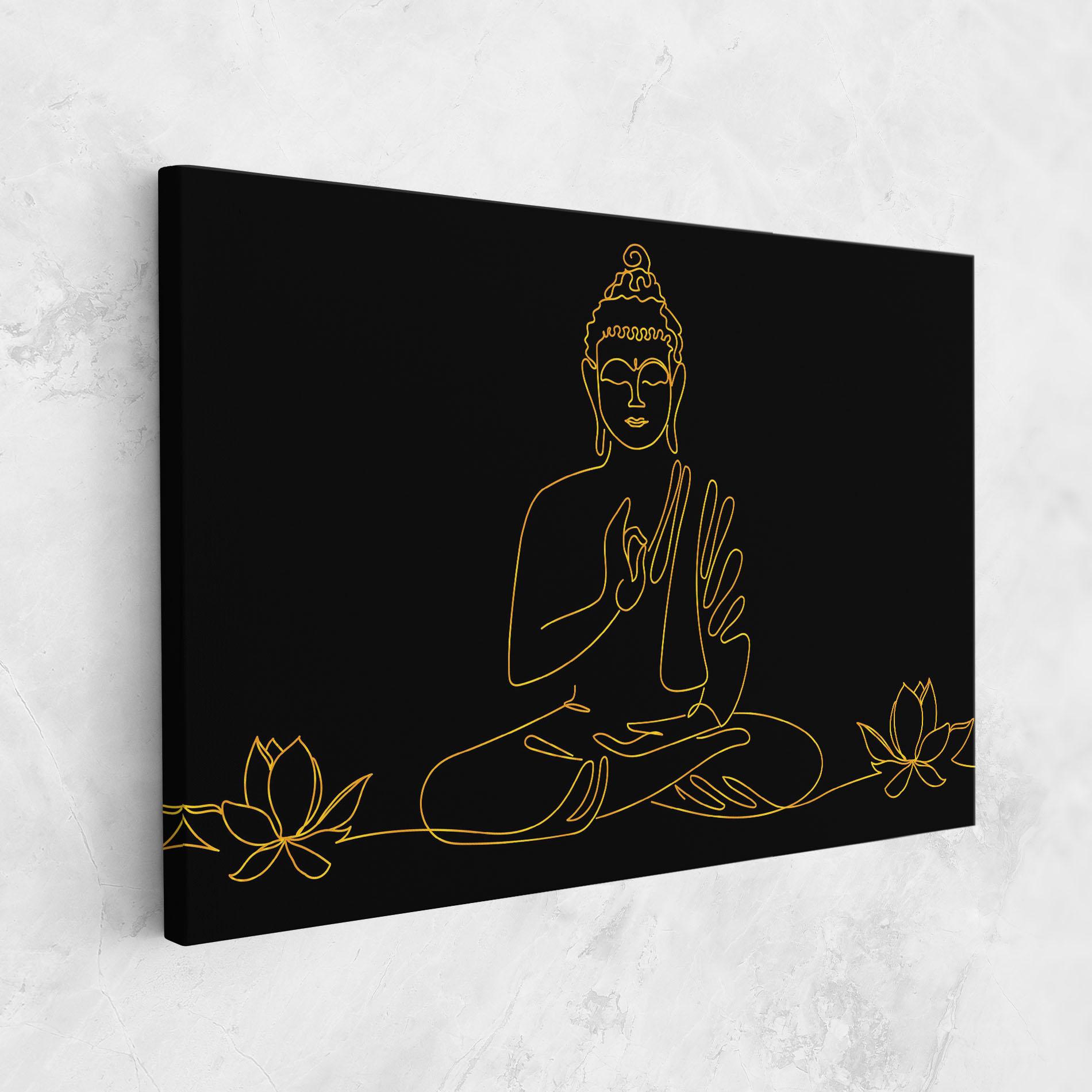 Tablou Canvas Buddha Gold Line mockup 1