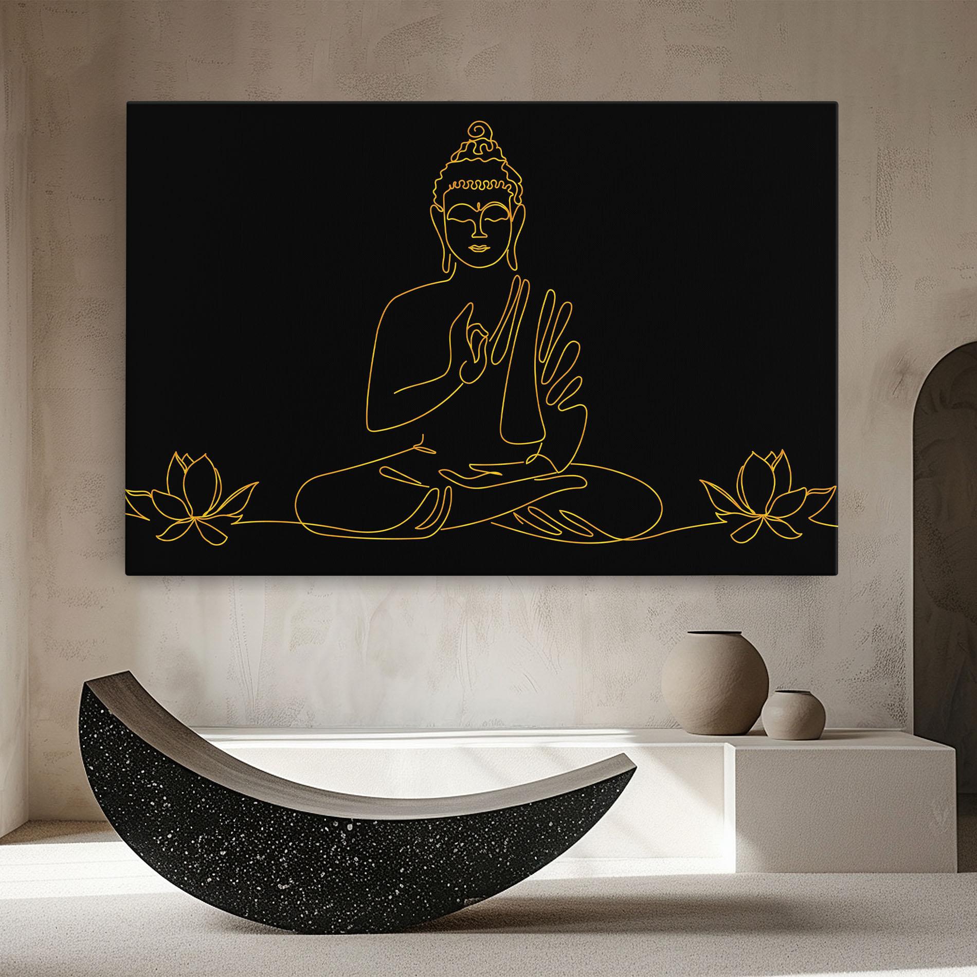 Tablou Canvas Buddha Gold Line mockup 8