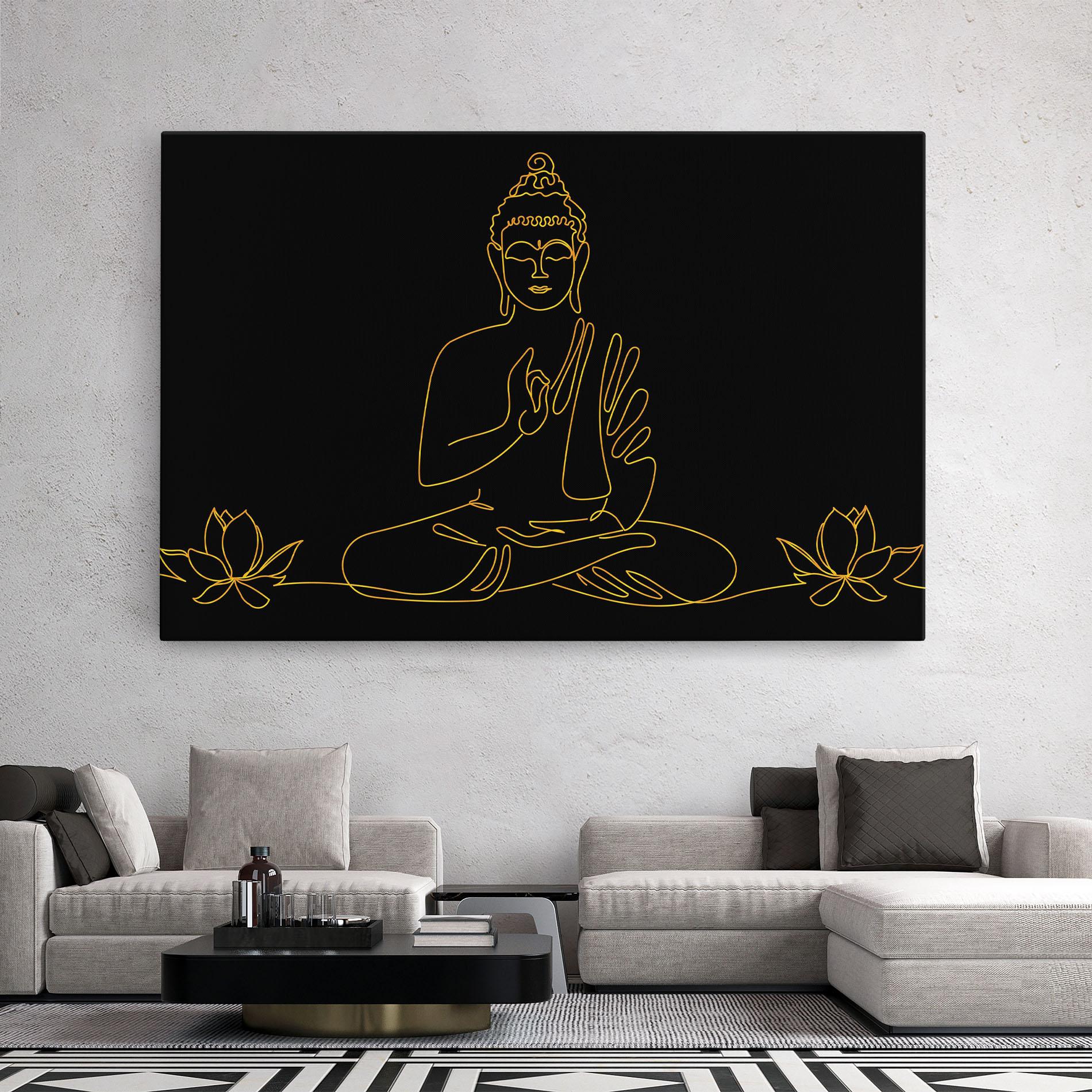Tablou Canvas Buddha Gold Line mockup 2