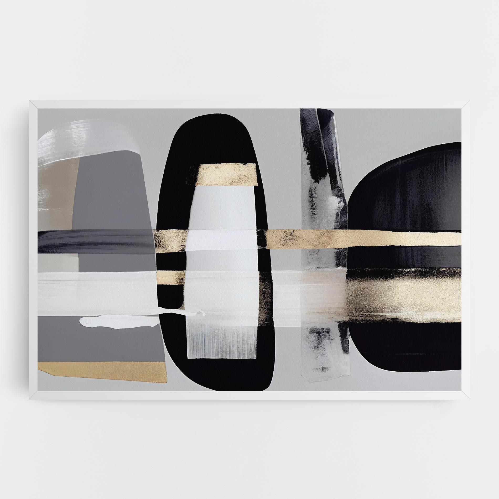 Tablou Canvas Abstract Gold Painting With Black mockup 0