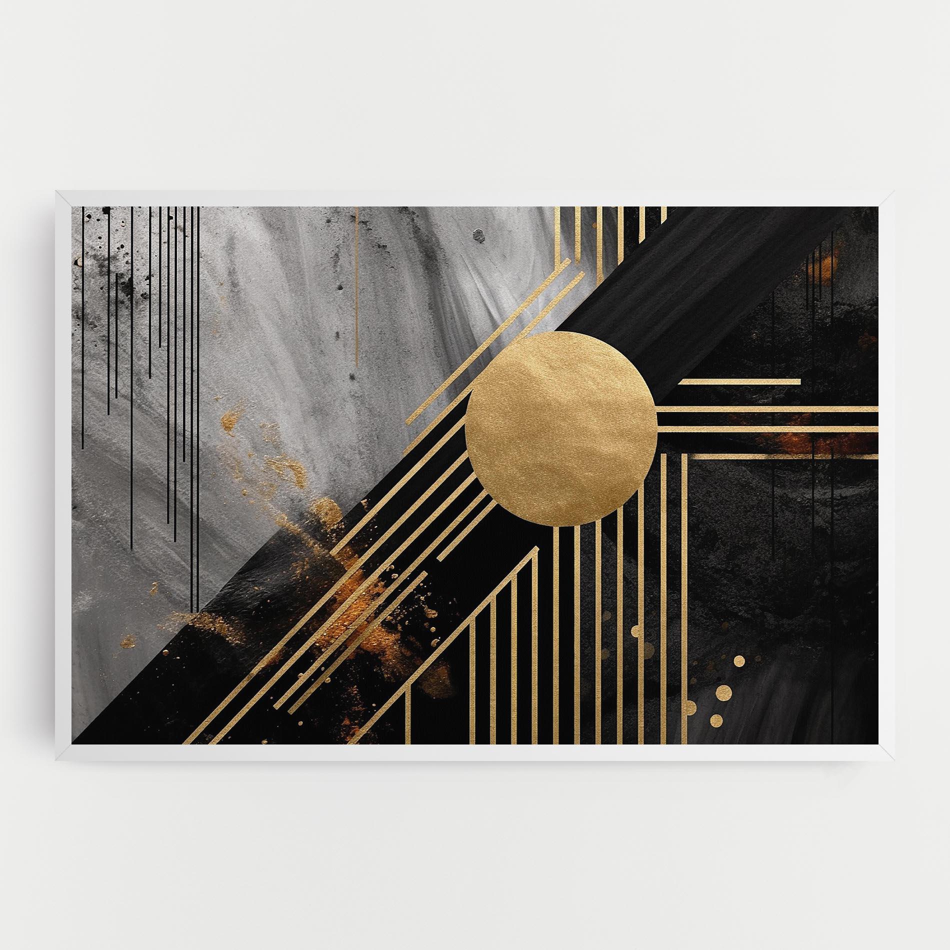 Tablou Canvas Gold Circle With Lines mockup 0
