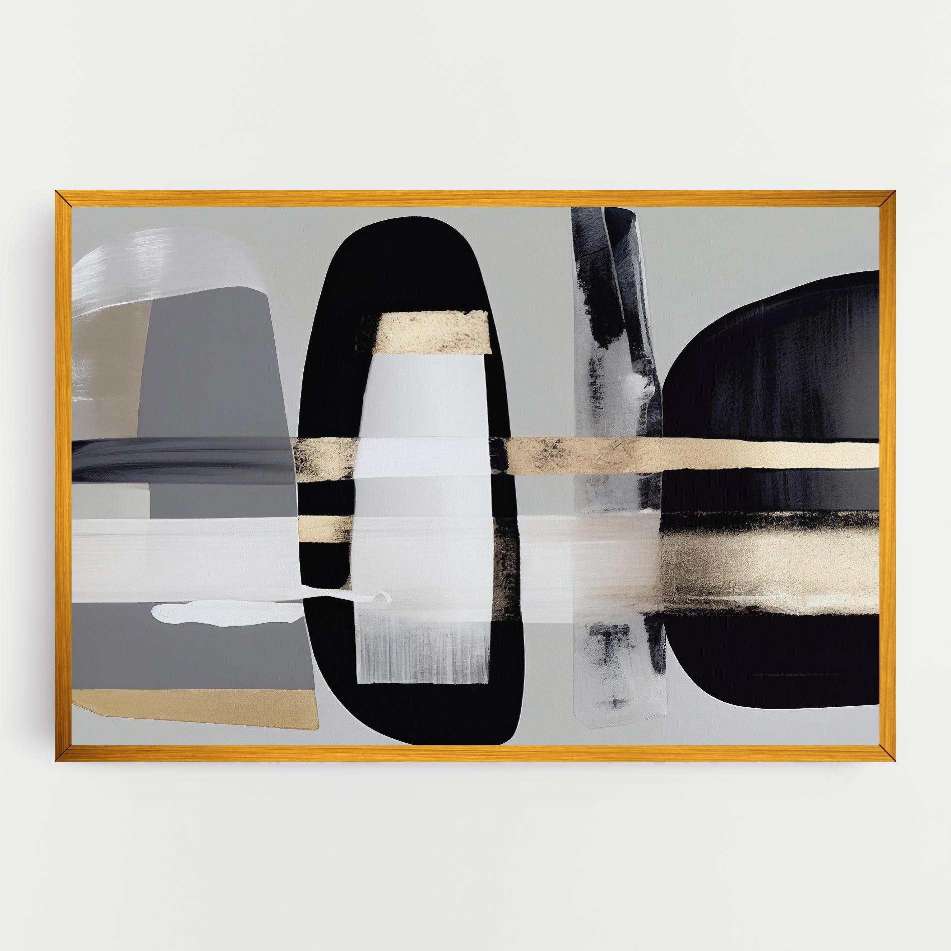 Tablou Canvas Abstract Gold Painting With Black mockup 0