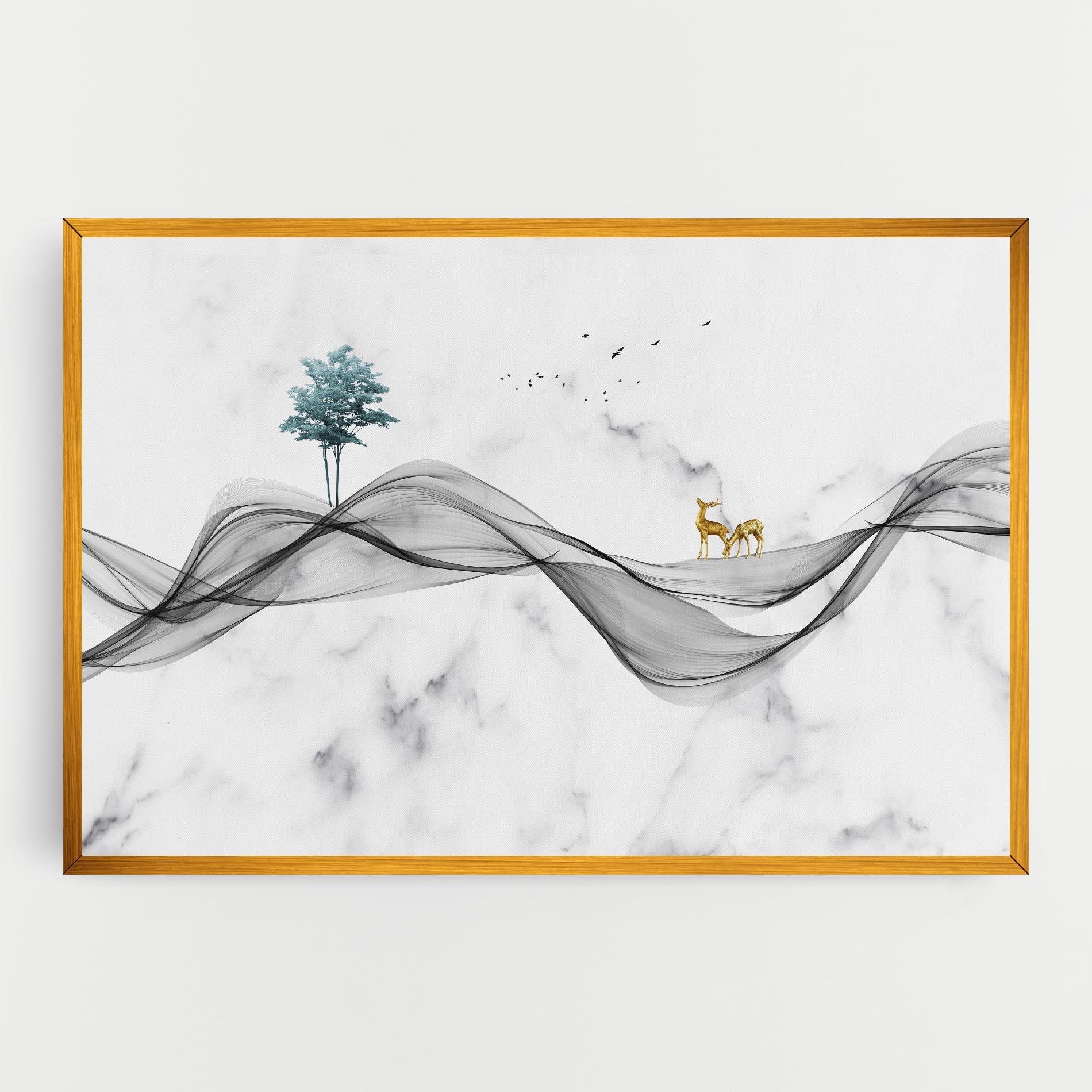 Tablou Canvas Abstract Golden Landscape 1 mockup 0