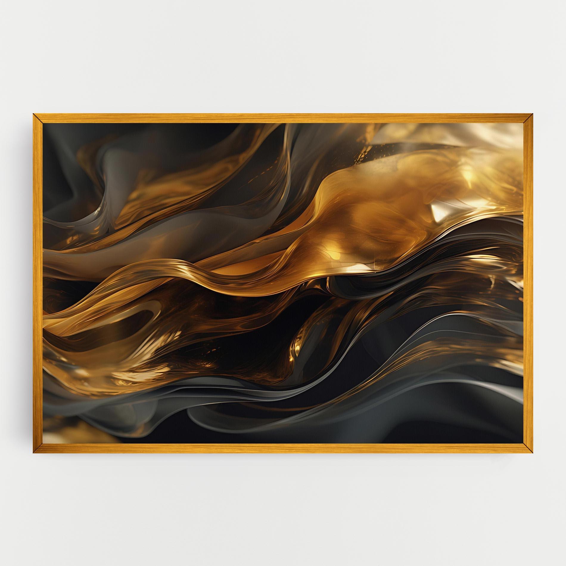 Tablou Canvas Gold With Black Wave mockup 0
