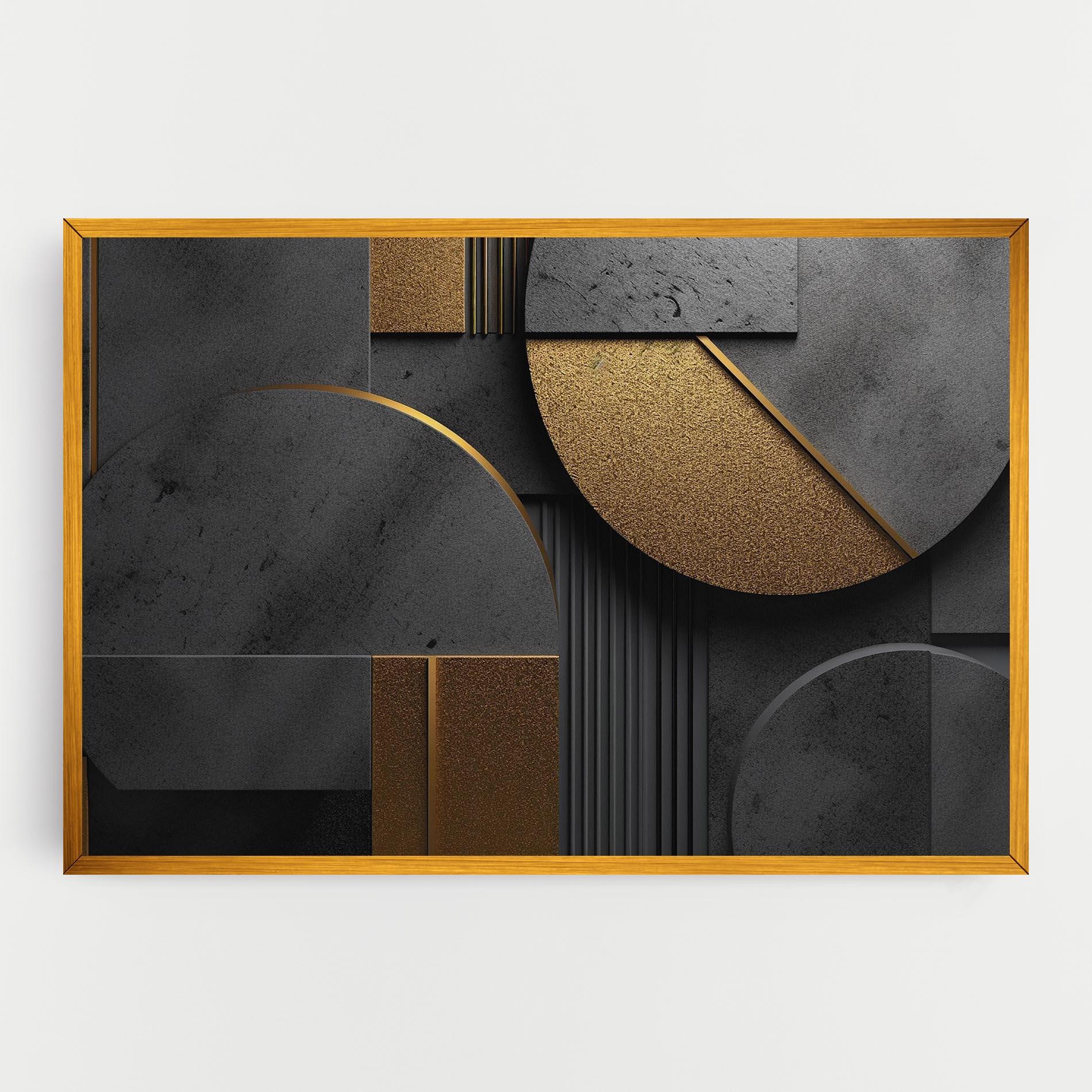Tablou Canvas Gold With Grey Circle mockup 0