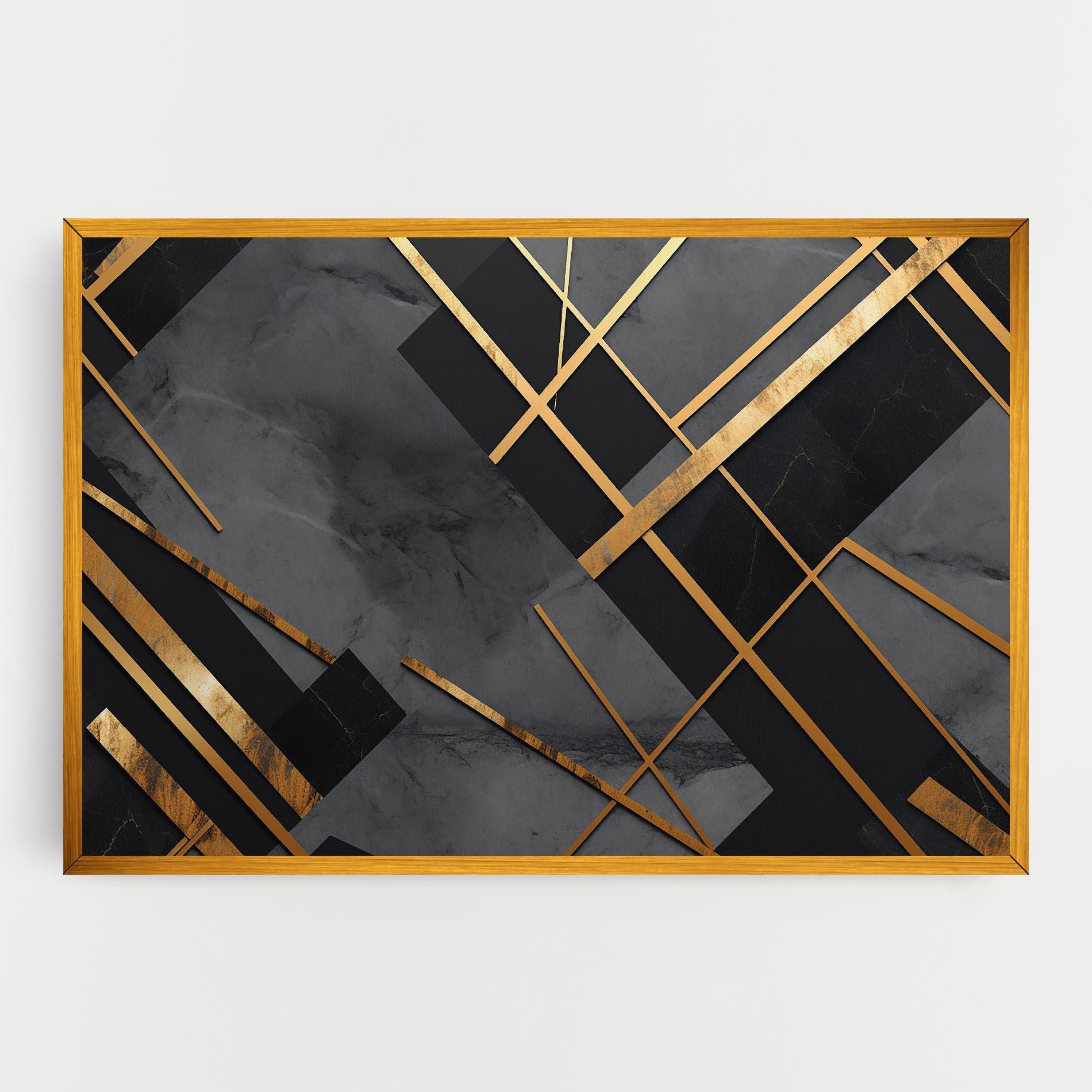 Tablou Canvas Grey Painting With Gold Lines mockup 0