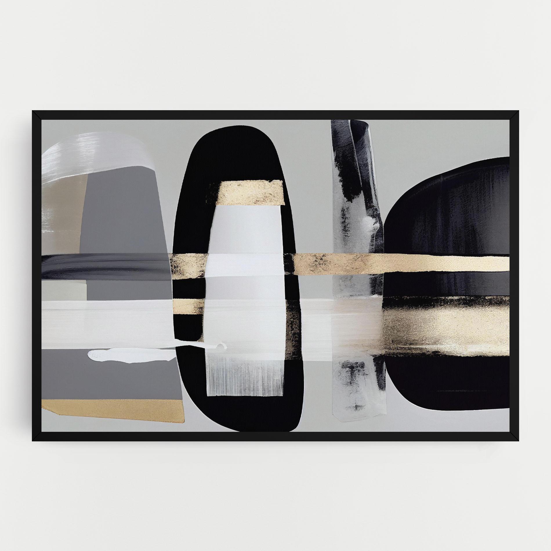 Tablou Canvas Abstract Gold Painting With Black mockup 0