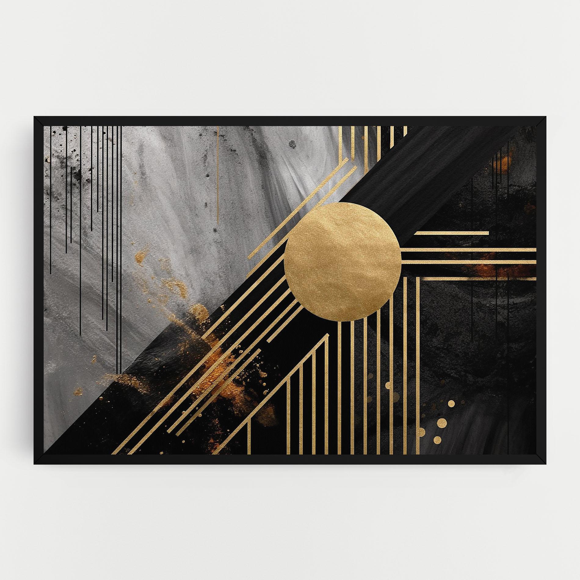 Tablou Canvas Gold Circle With Lines mockup 0