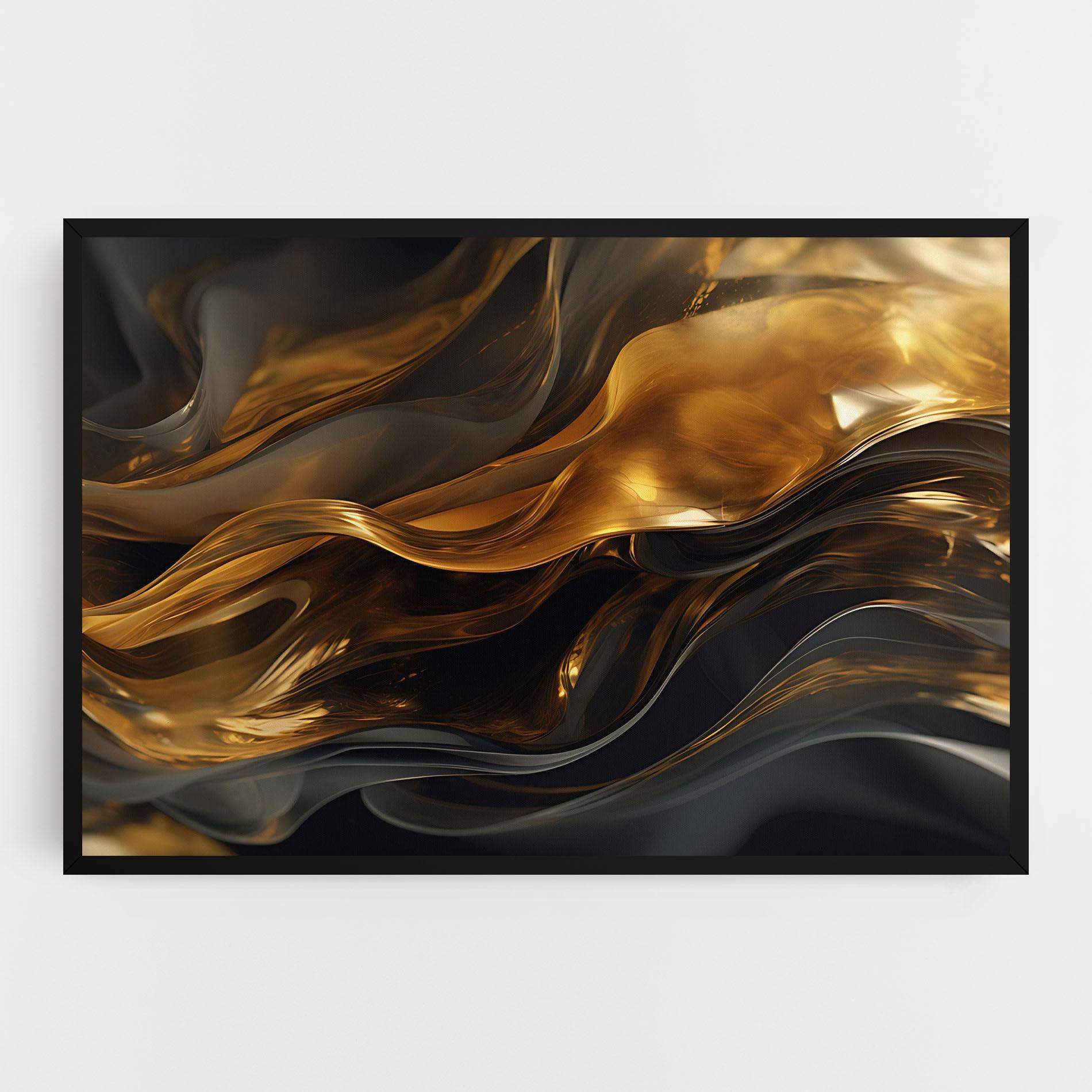 Tablou Canvas Gold With Black Wave mockup 0