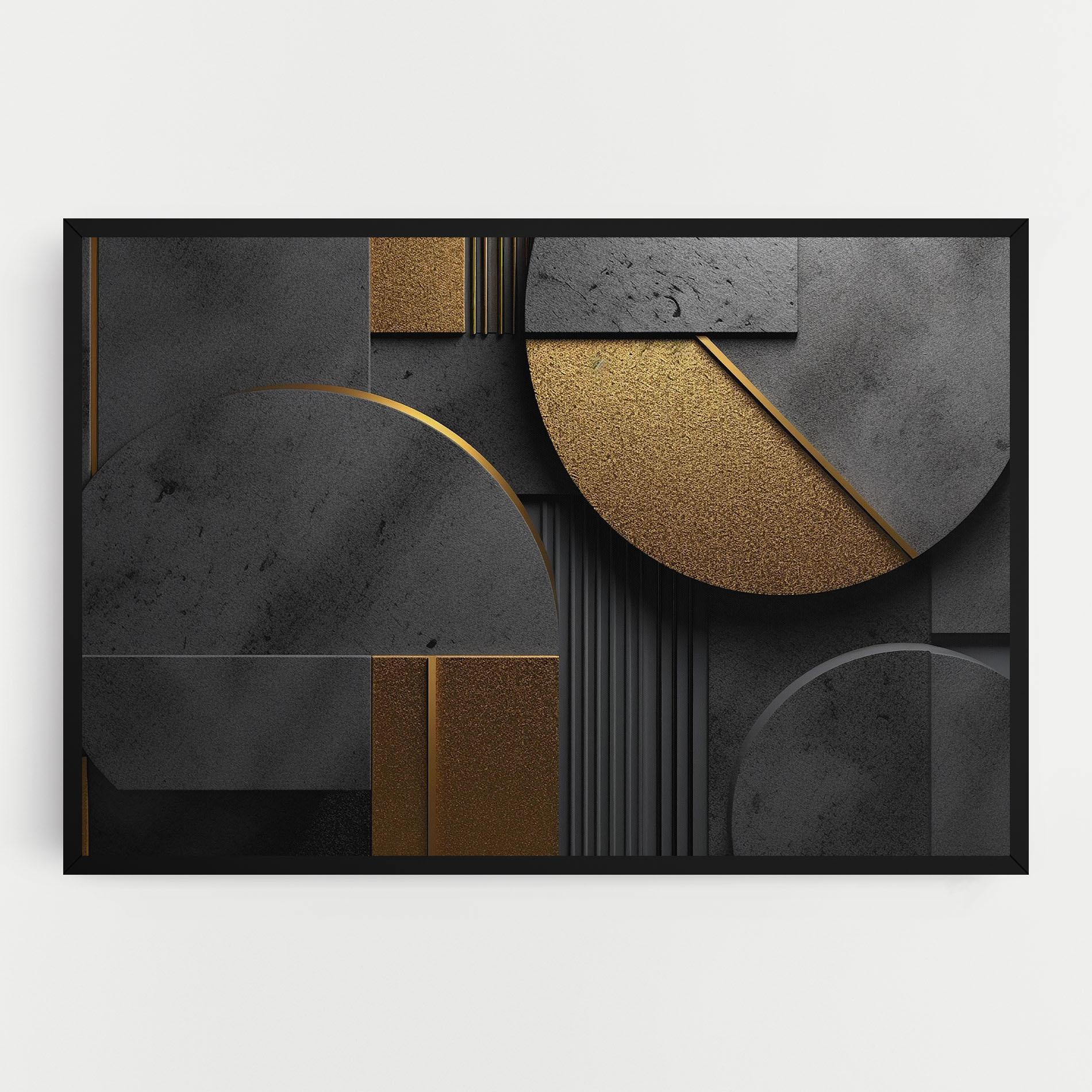 Tablou Canvas Gold With Grey Circle mockup 0